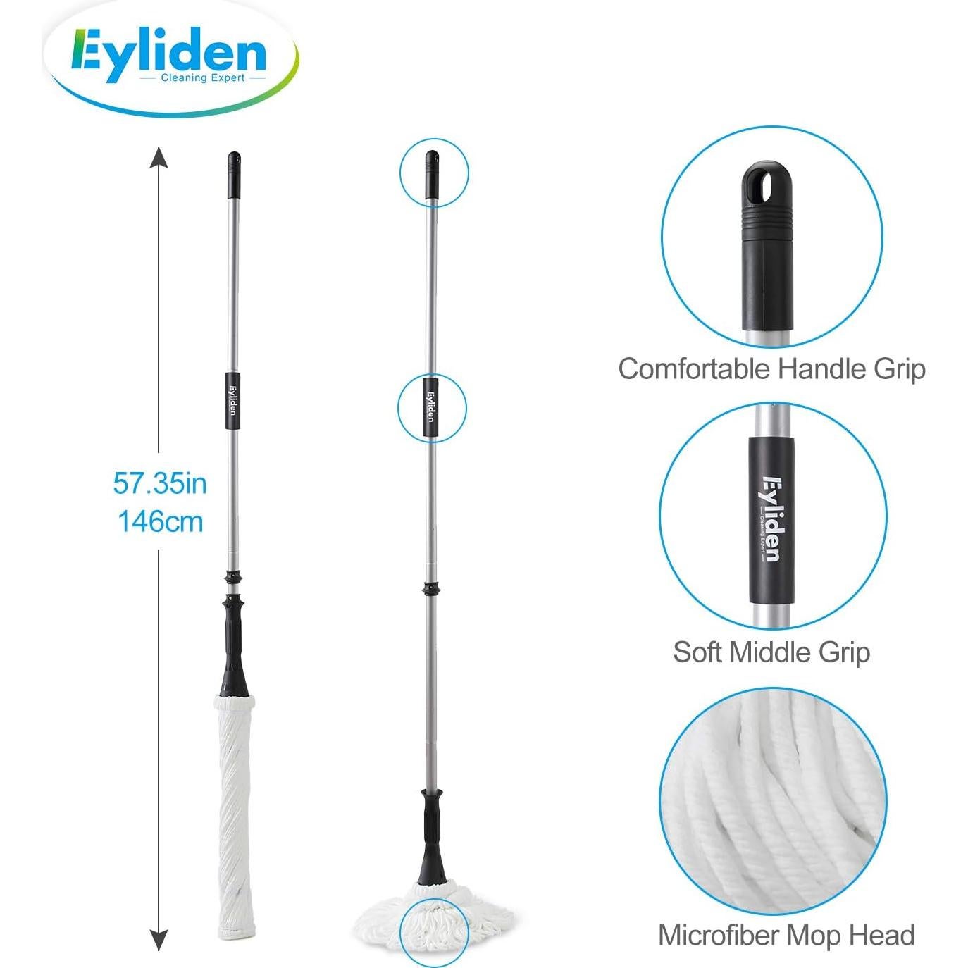Mopa Eyliden de Microfibra con Escurridor y 2 Cabezas 146 cm
