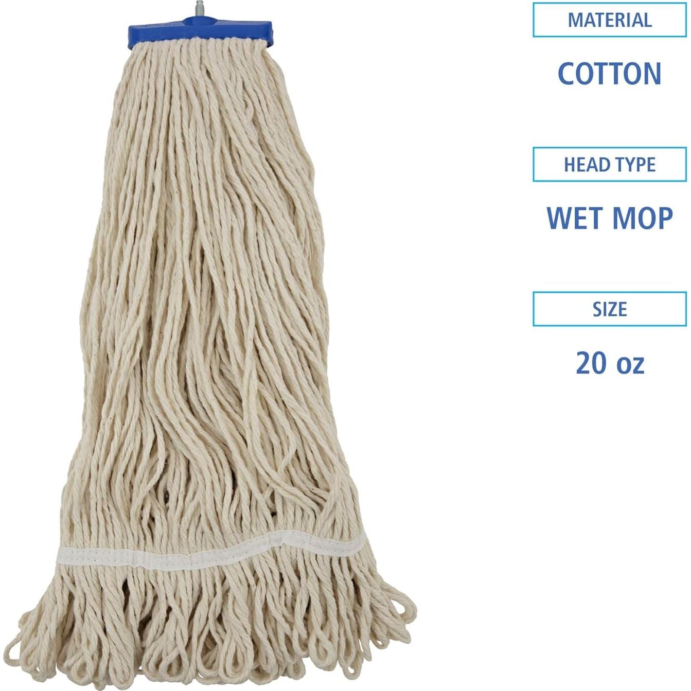 Cabezal de Mopa Boardwalk BWK824C 24 oz Algodón Blanco Paquete 12