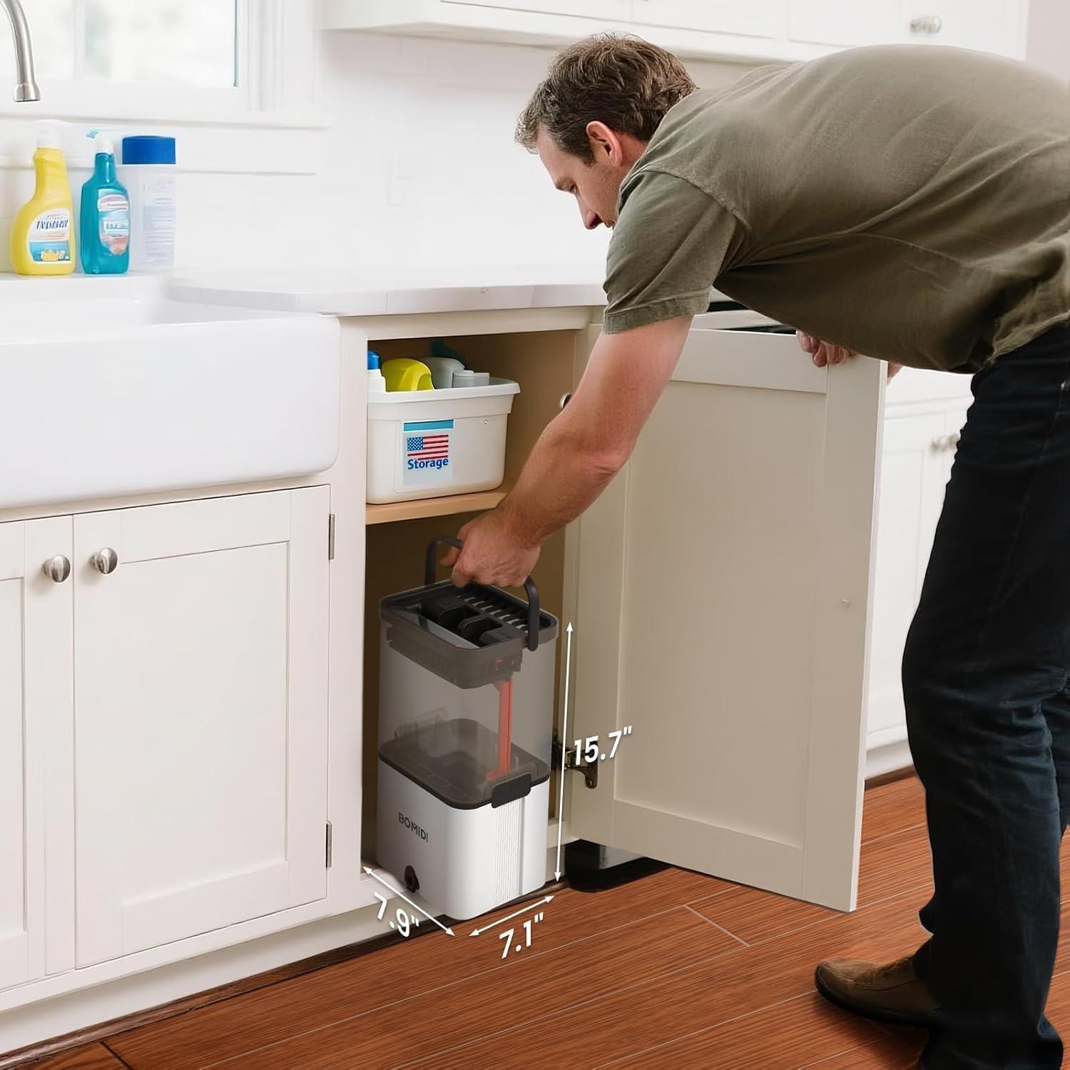 Juego de trapeador y cubo BOMIDI M21 con 6 almohadillas de microfibra