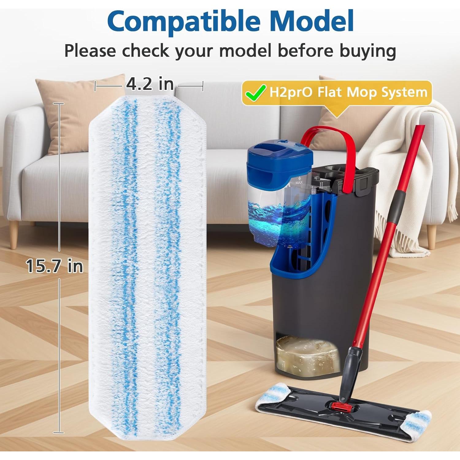 Paquete de 6 almohadillas de mopa H2prO microfibra lavables