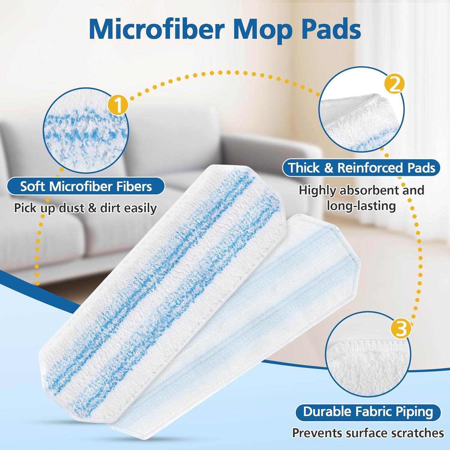 Paquete de 6 almohadillas de mopa H2prO microfibra lavables