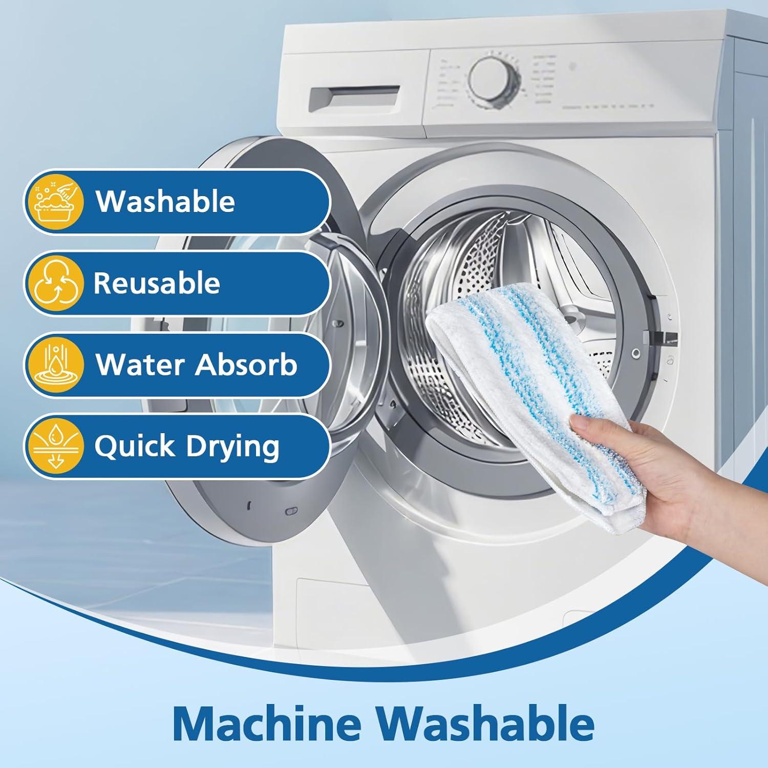 Paquete de 6 almohadillas de mopa H2prO microfibra lavables