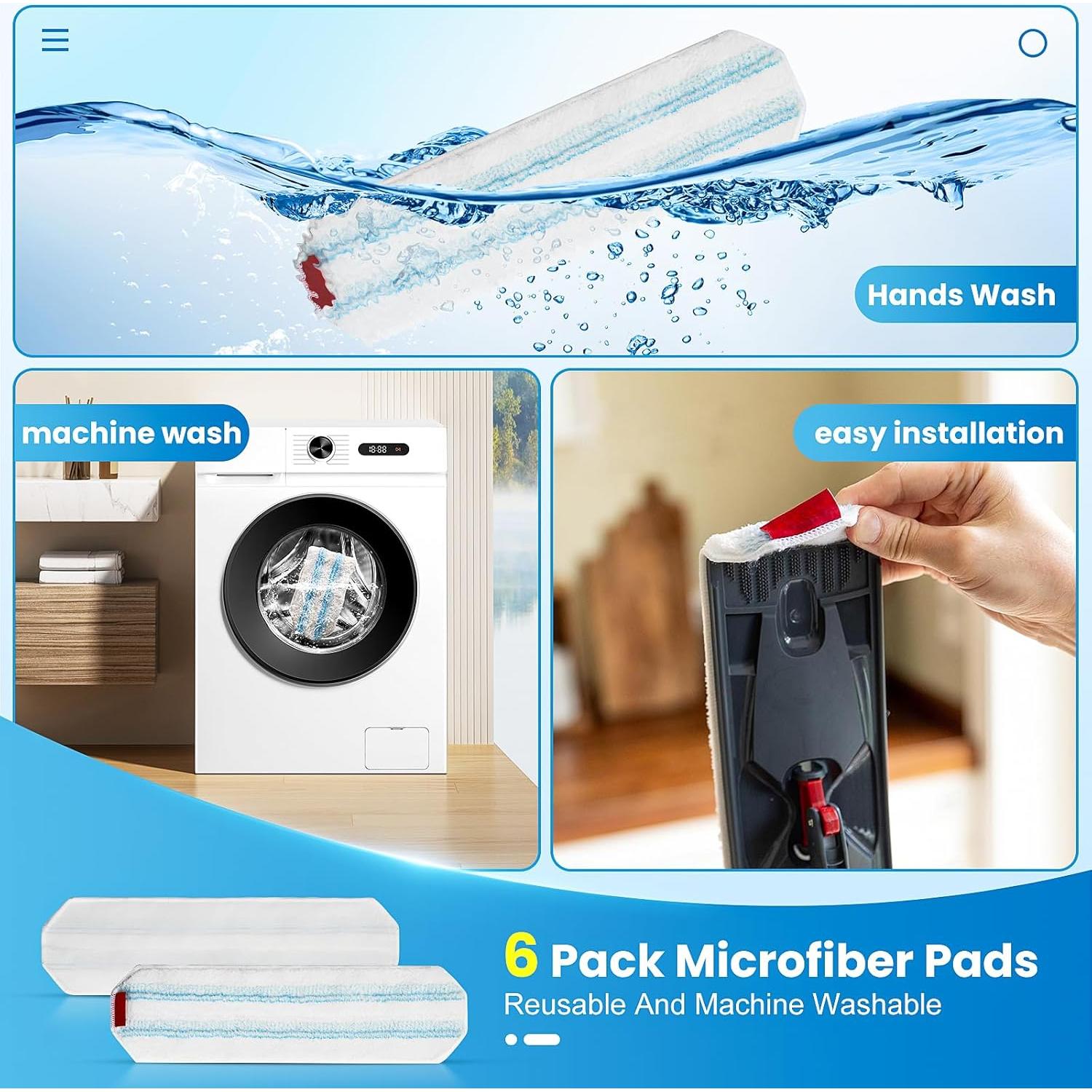 6 Almohadillas de Reemplazo para Mop O-Cedar H2prO Microfibra