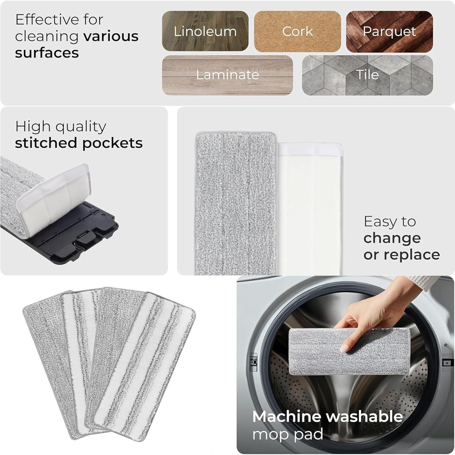 Juego de Mopa Plana Autolavable inHomes SCM-25PRO con 4 Paños