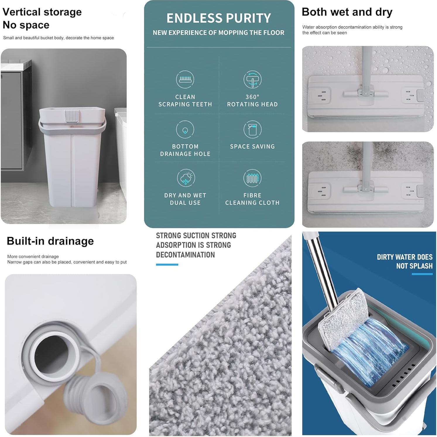 Juego de Mopa Plana Autolavable inHomes SCM-25PRO con 4 Paños