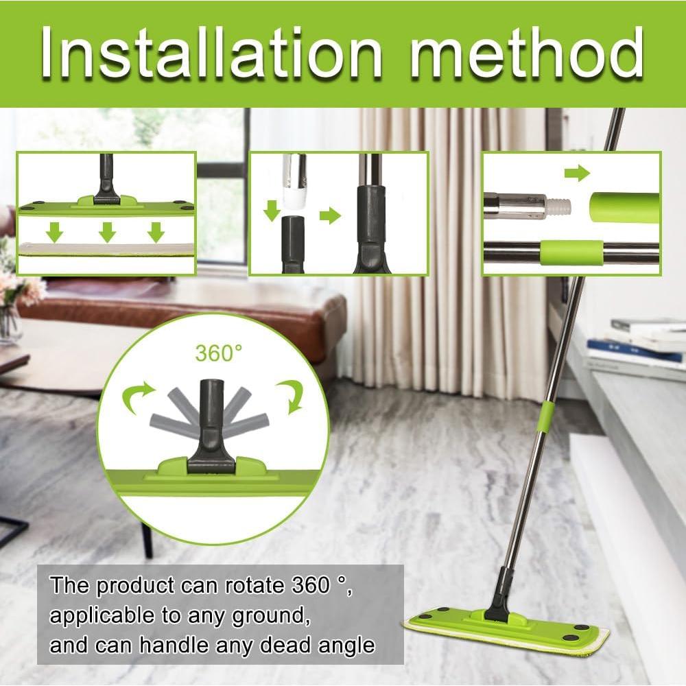 Mopa de Microfibra CHANHOO con 5 Hojas Desechables y 2 Almohadillas