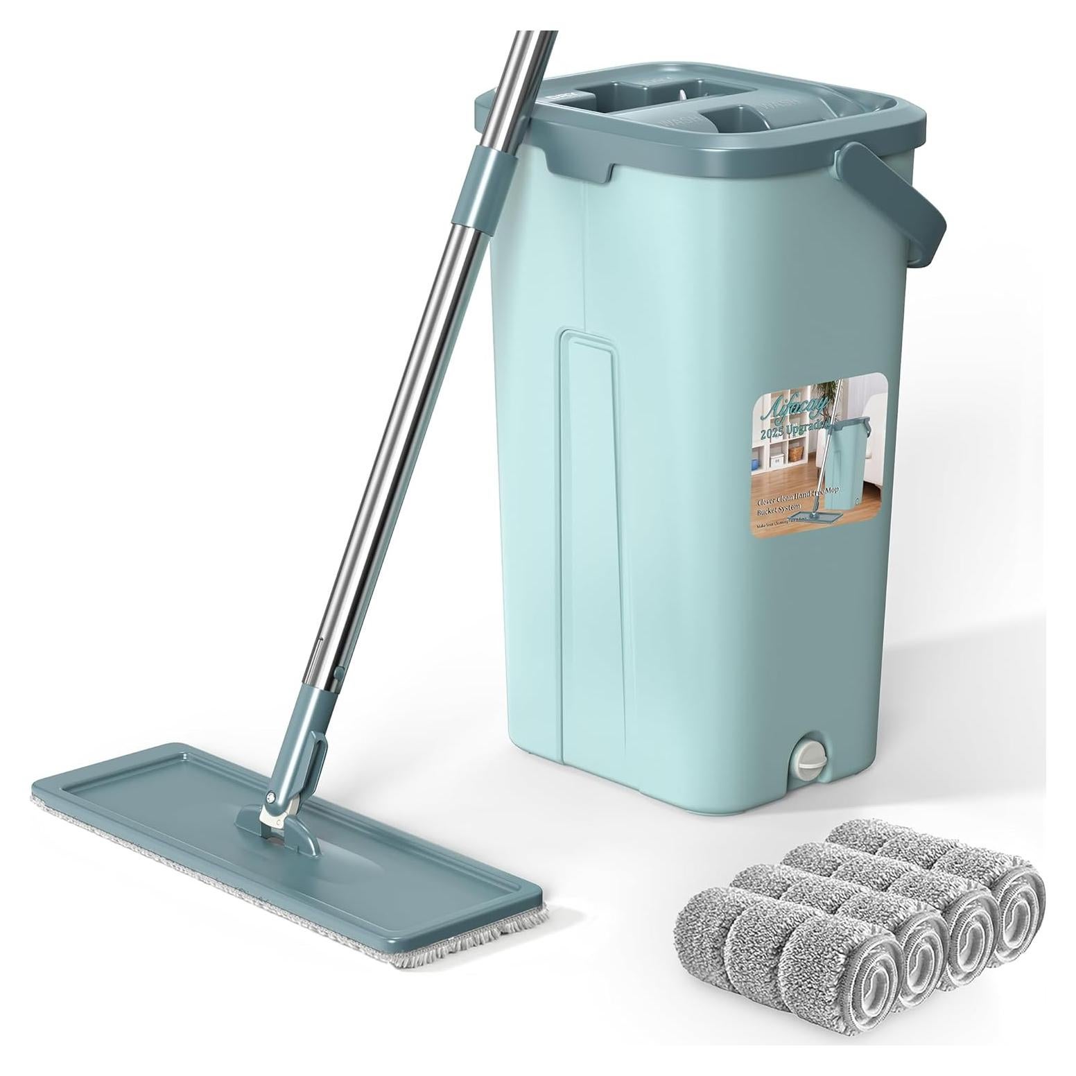 Juego de trapeador y cubo Aifacay con escurridor 4 almohadillas