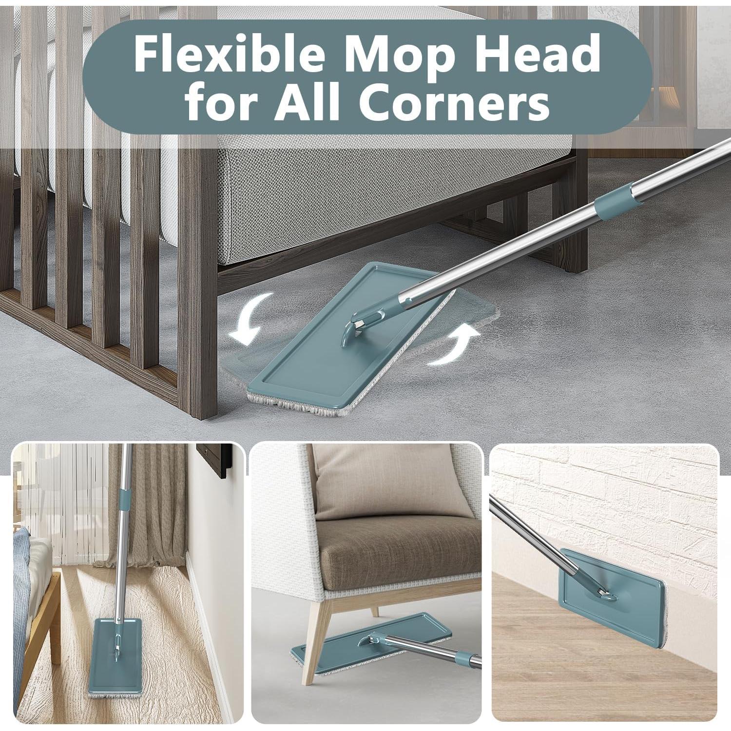 Juego de trapeador y cubo Aifacay con escurridor 4 almohadillas