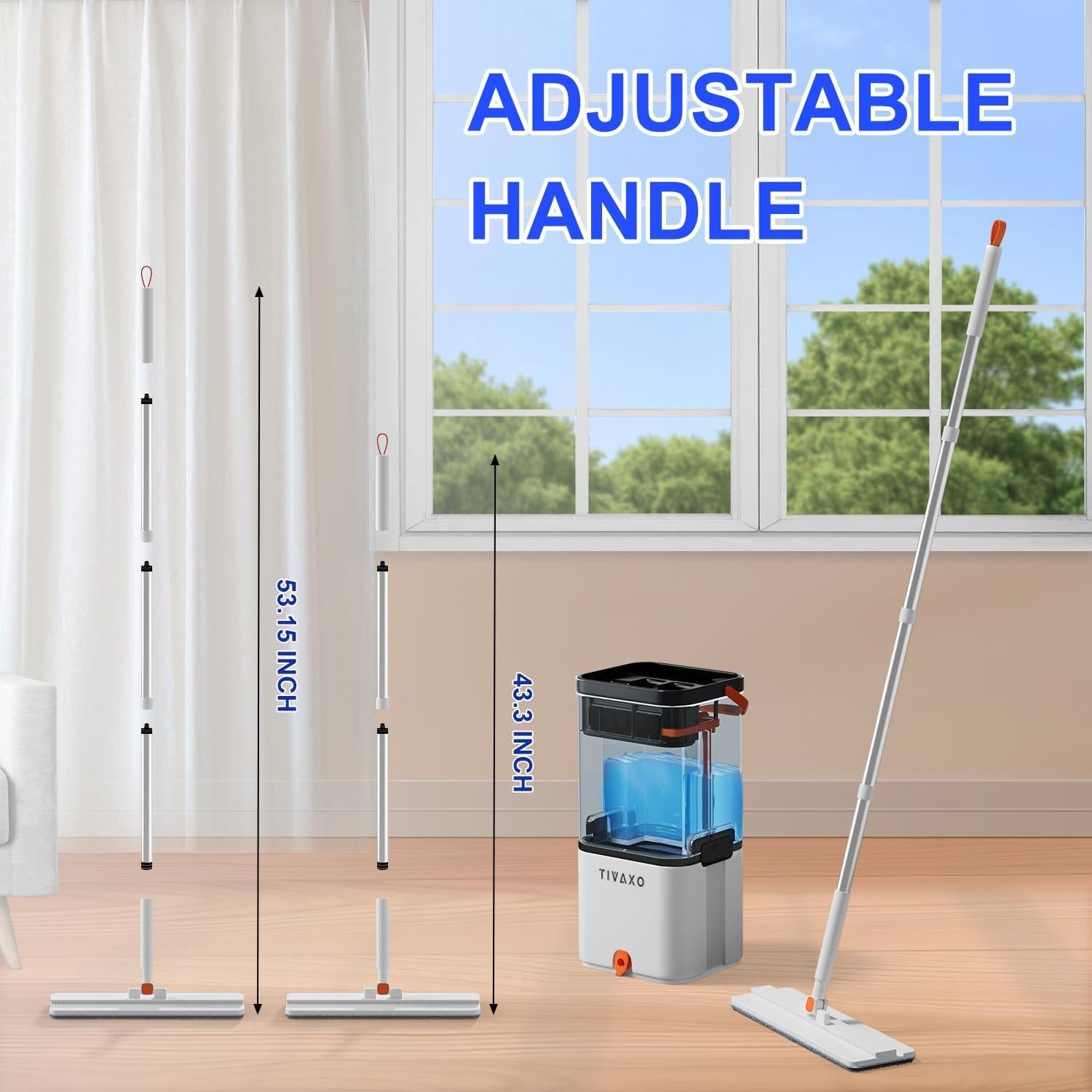 Juego de trapeador plano TIVAXO S22 con cubo y 2 almohadillas