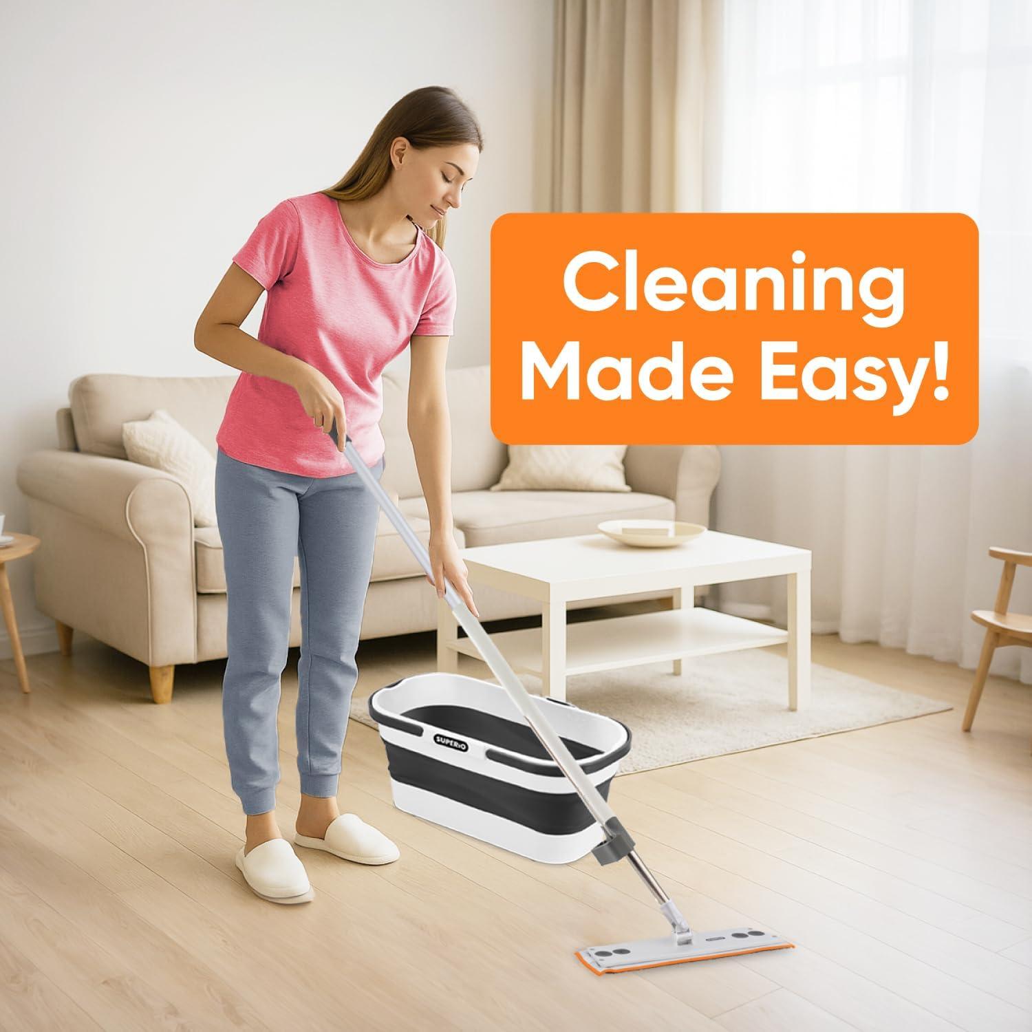 Cubeta Plegable Superio 10L con Mop Microfibra Autoescurridor