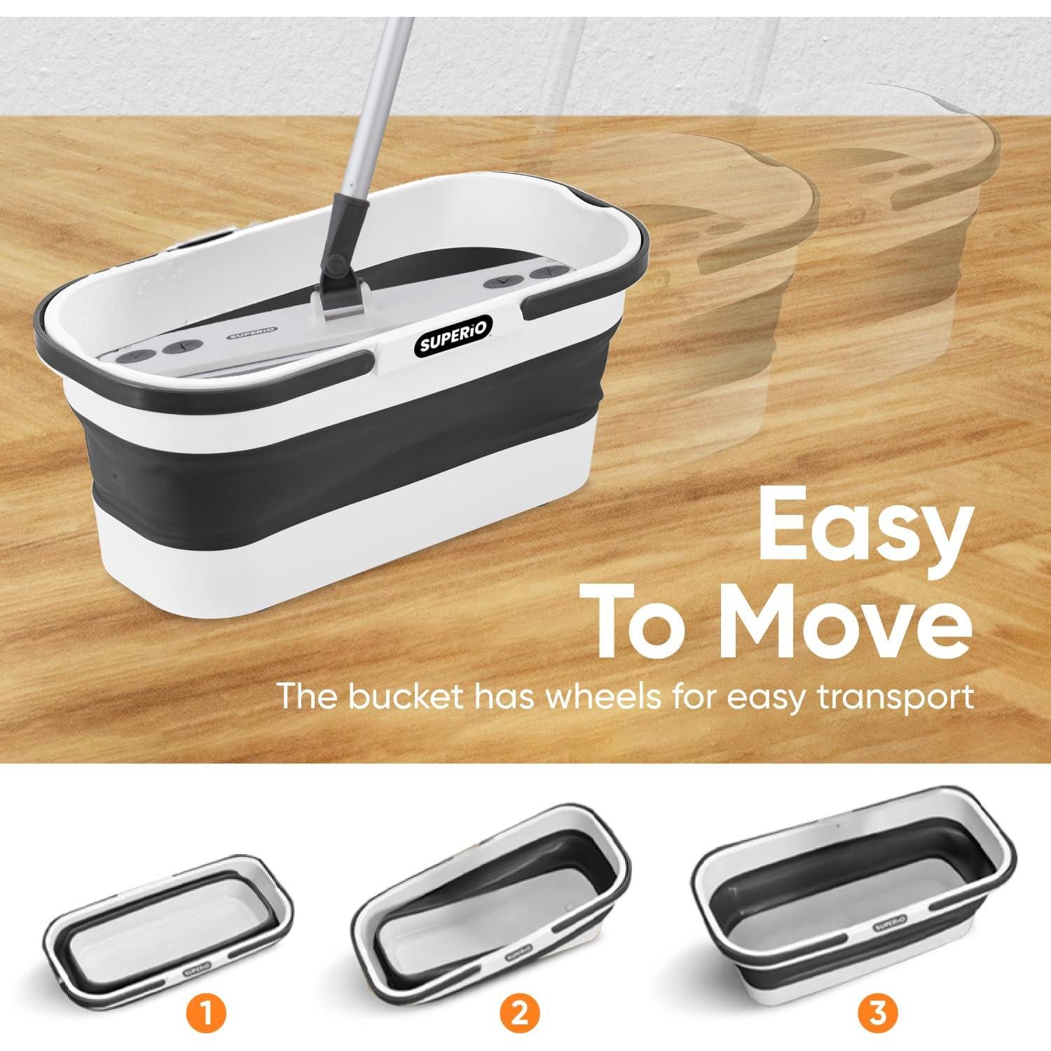 Cubeta Plegable Superio 10L con Mop Microfibra Autoescurridor