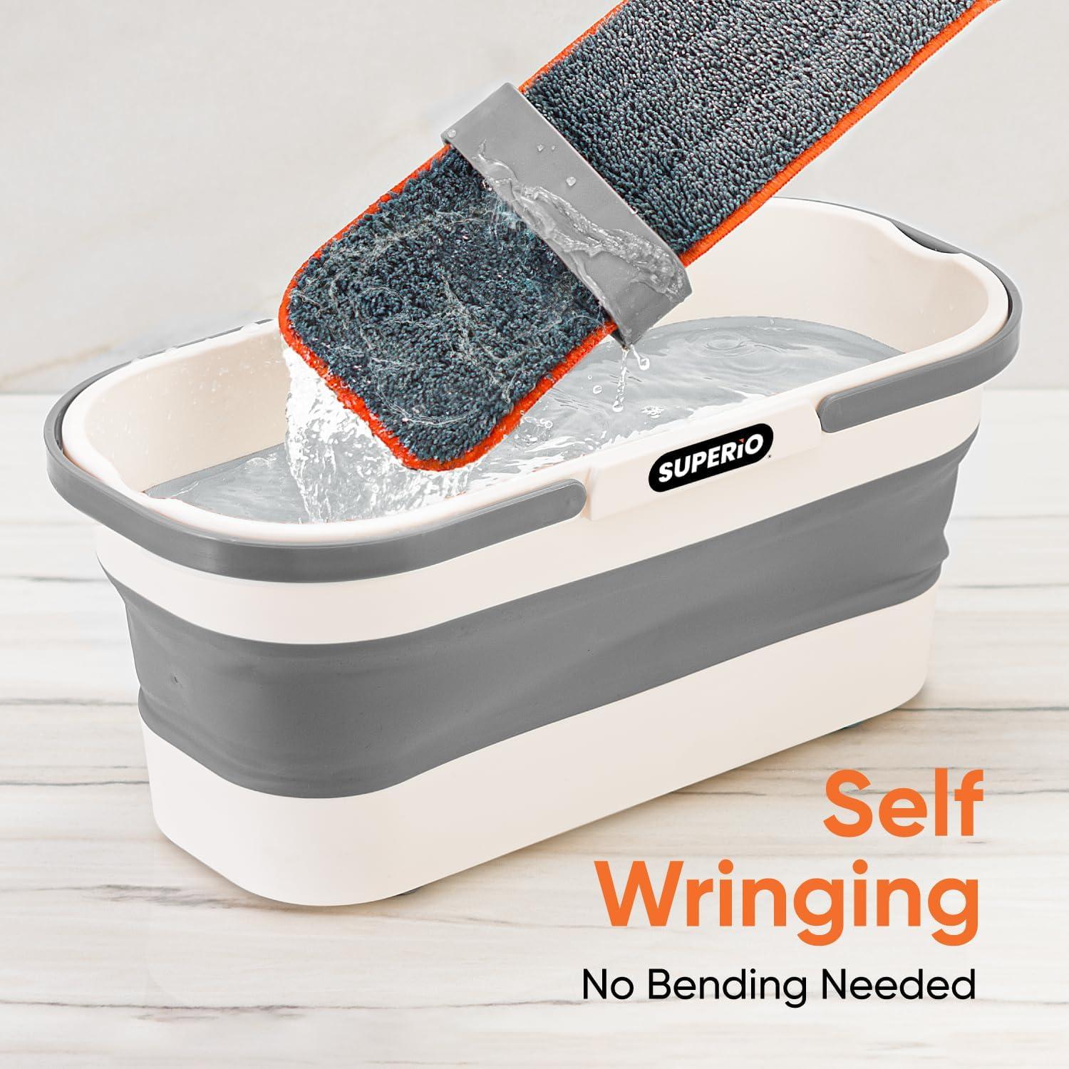 Cubeta Plegable Superio 10L con Mop Microfibra Autoescurridor