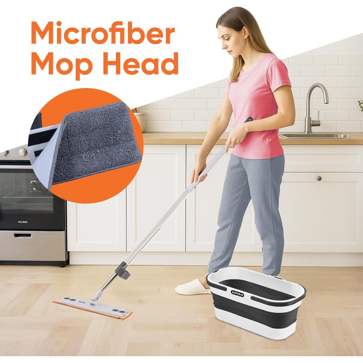 Cubeta Plegable Superio 10L con Mop Microfibra Autoescurridor