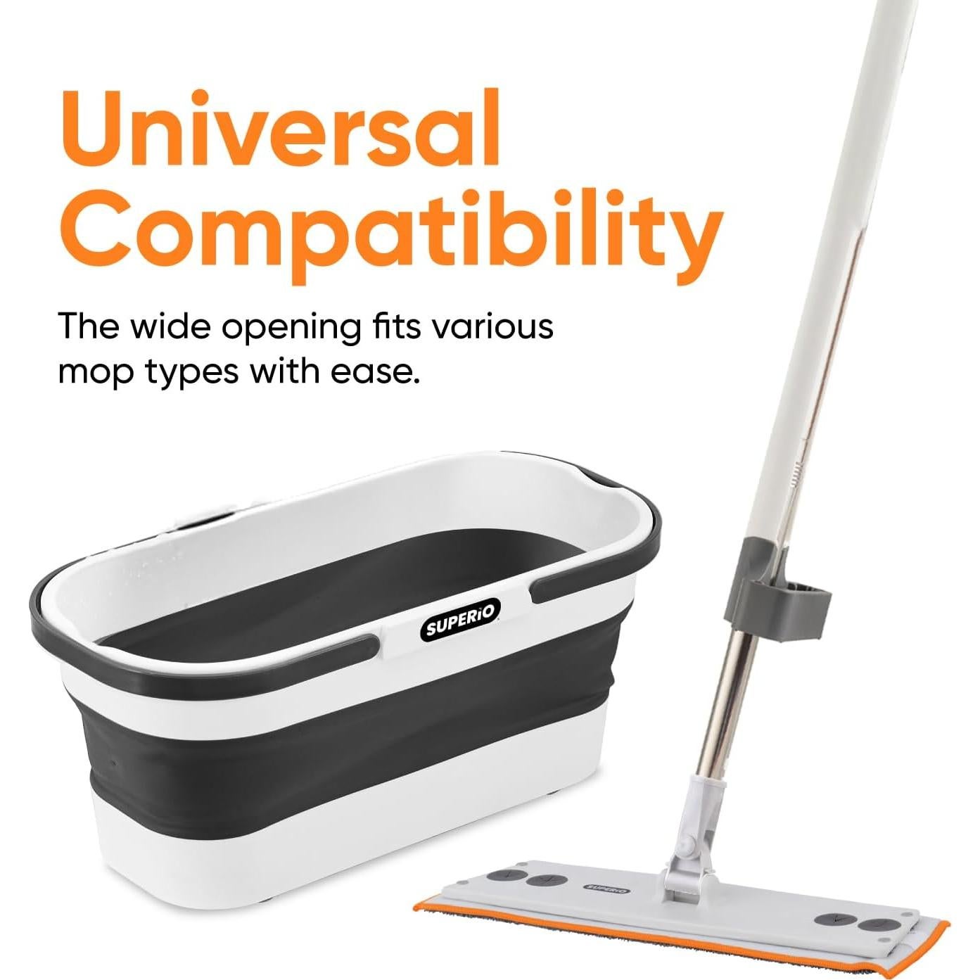 Cubeta Plegable Superio 10L con Mop Microfibra Autoescurridor