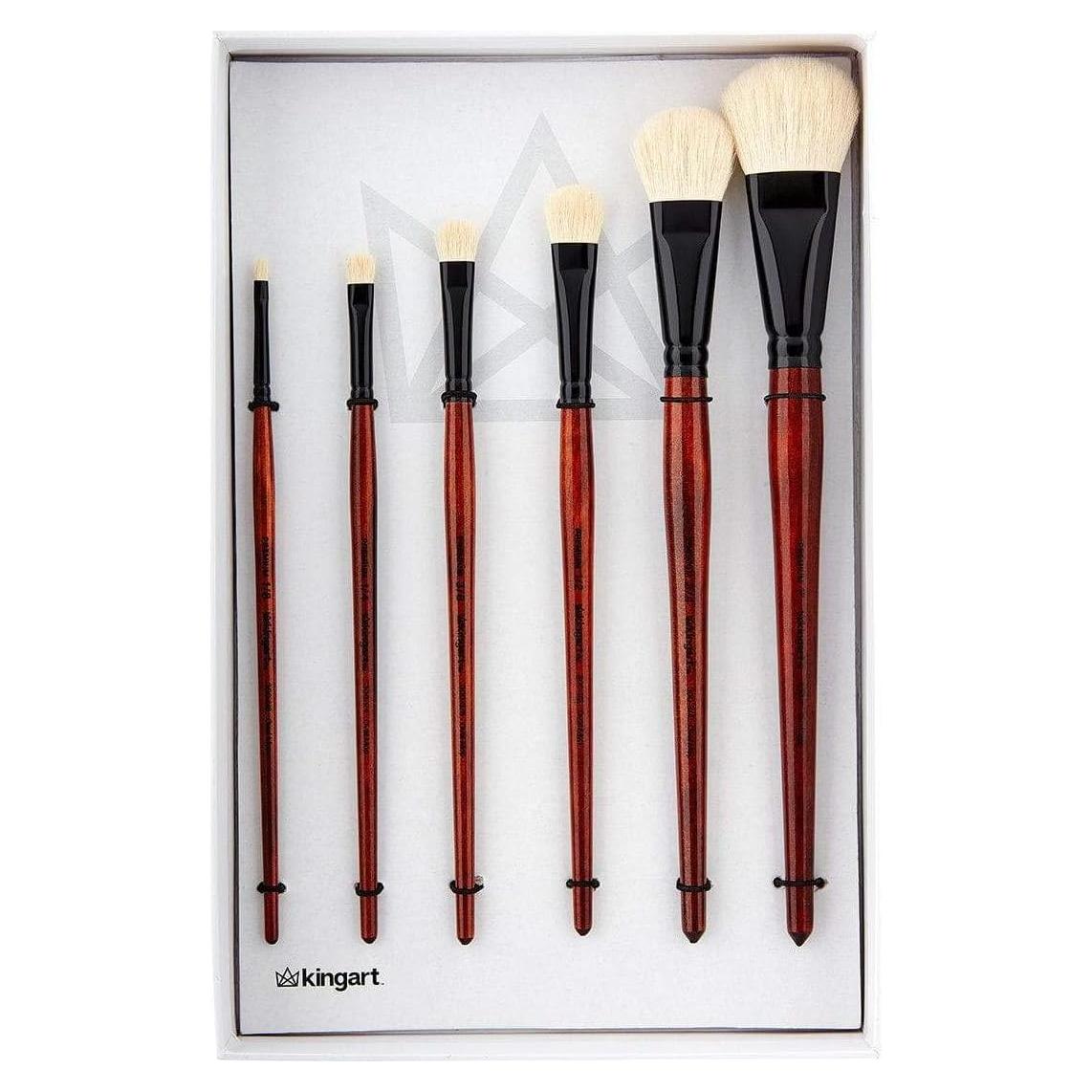 Set de Pinceles Ovalados Mop KINGART 1050A 6 Piezas Pelo Cabra