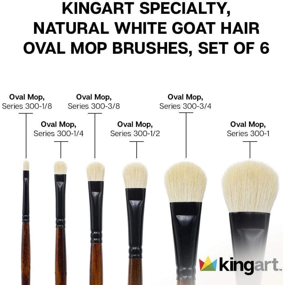 Set de Pinceles Ovalados Mop KINGART 1050A 6 Piezas Pelo Cabra