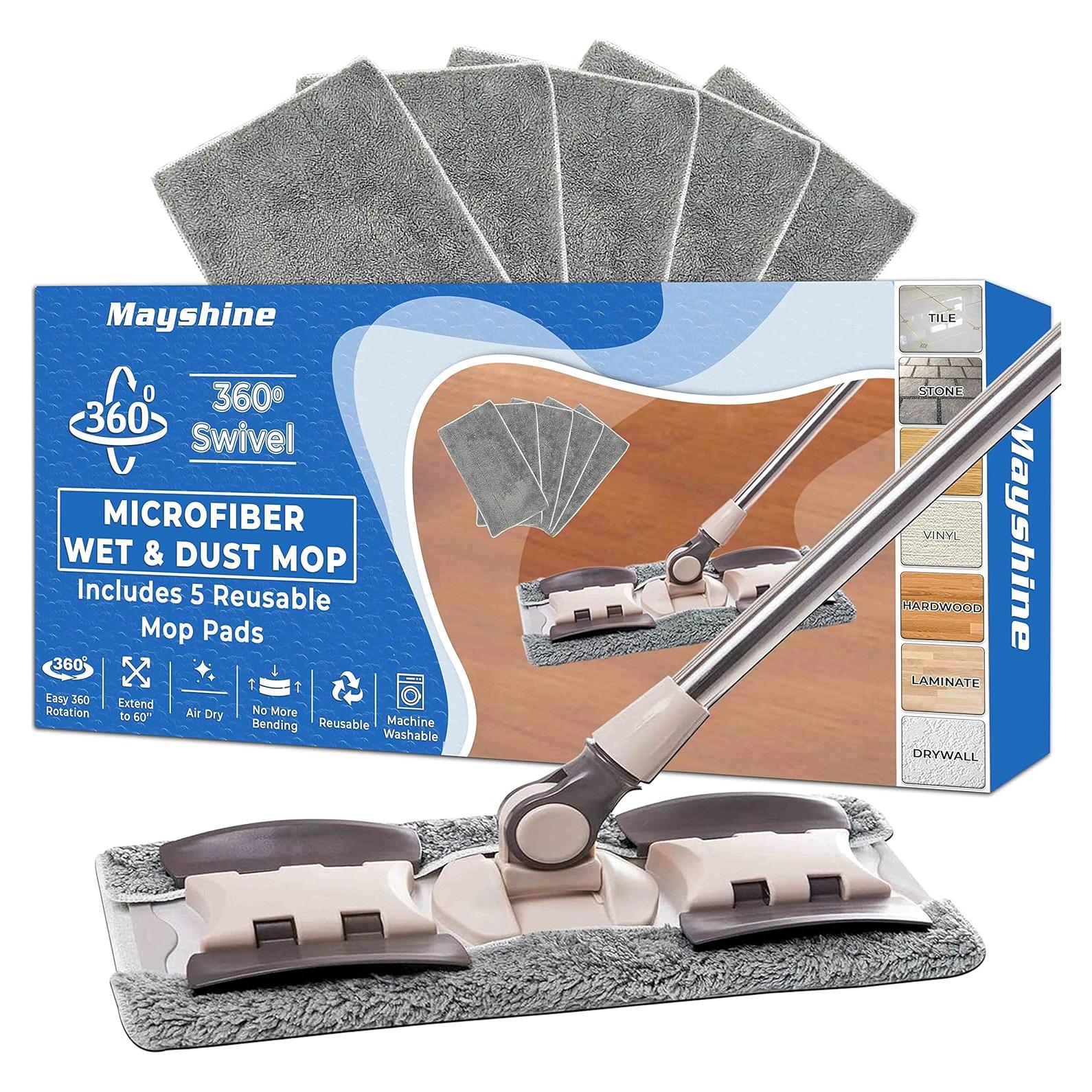 Mopa de Microfibra Mayshine 60 cm con 5 Paños Reutilizables