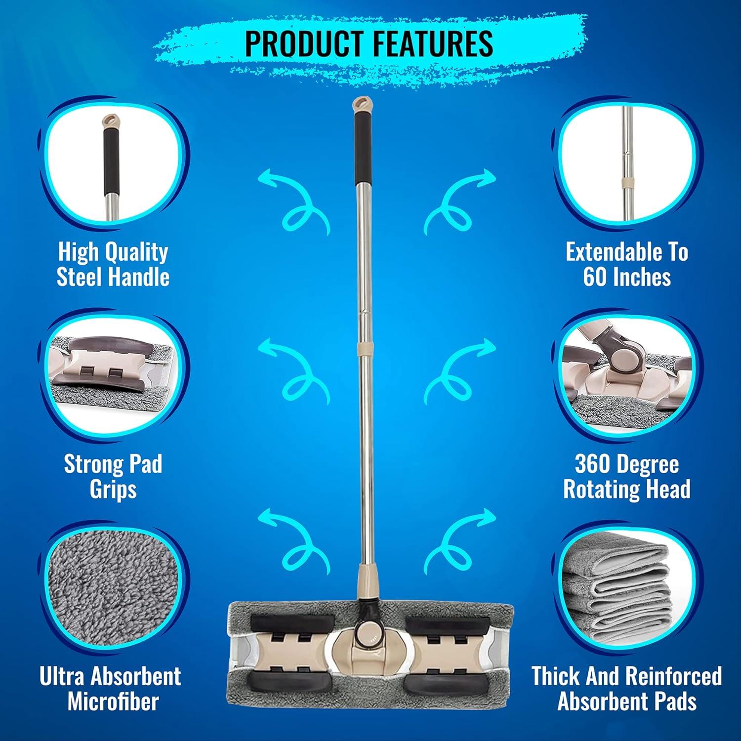 Mopa de Microfibra Mayshine 60 cm con 5 Paños Reutilizables