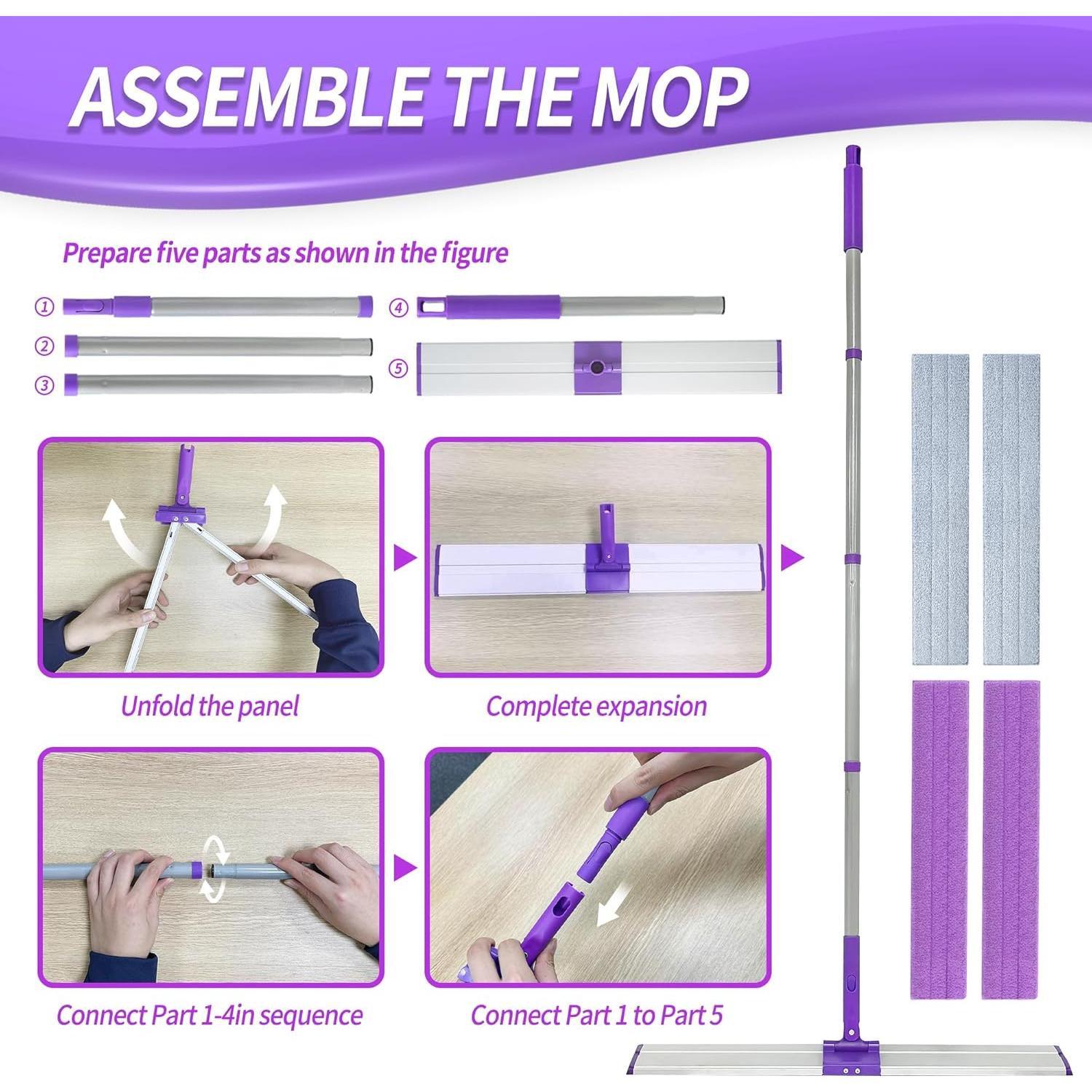 Mopa de Microfibra 60 cm IVYROLL con 4 Paños Lavables