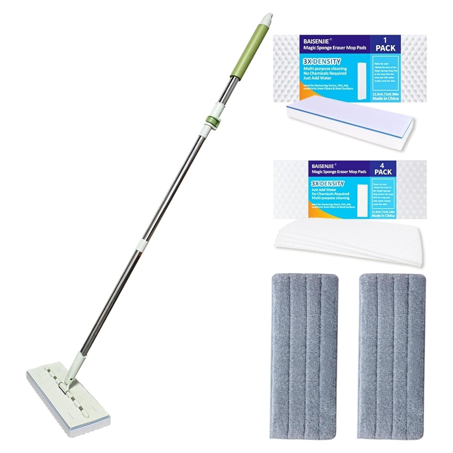 Mopa Ajustable BAISENJIE 60" con Cabezal de 33 cm y Pads