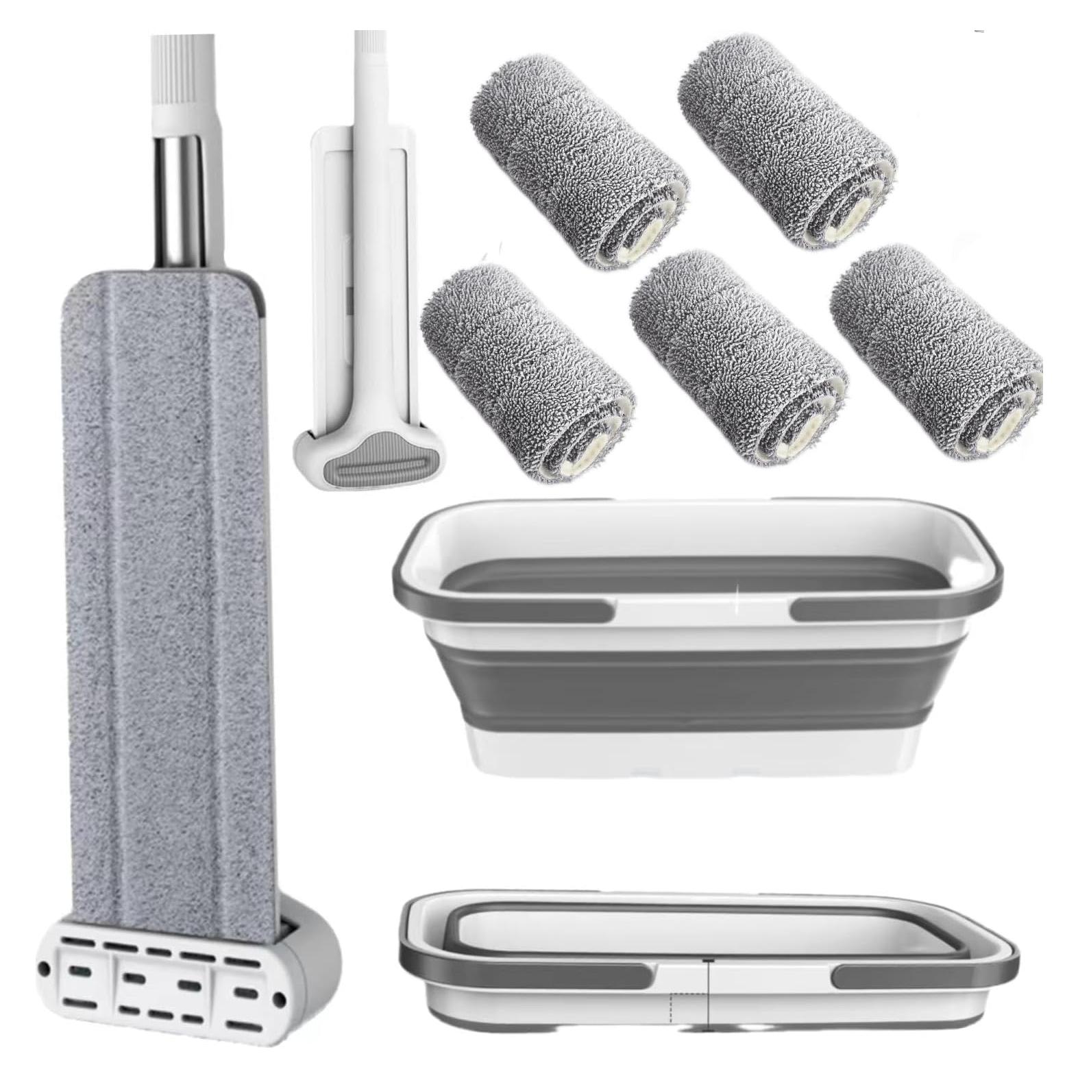 Juego de trapeador y cubo YIMCABDG con 6 almohadillas de microfibra