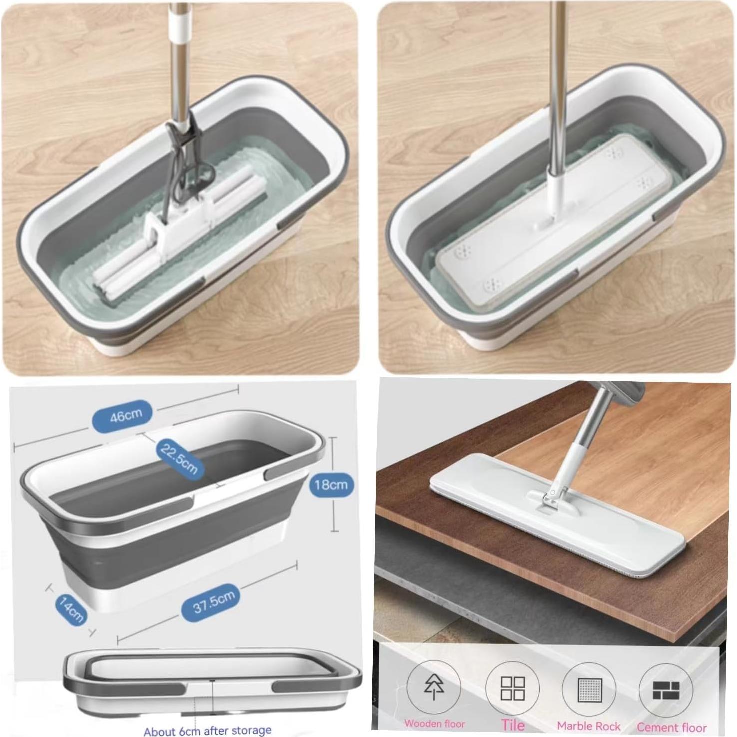 Juego de trapeador y cubo YIMCABDG con 6 almohadillas de microfibra