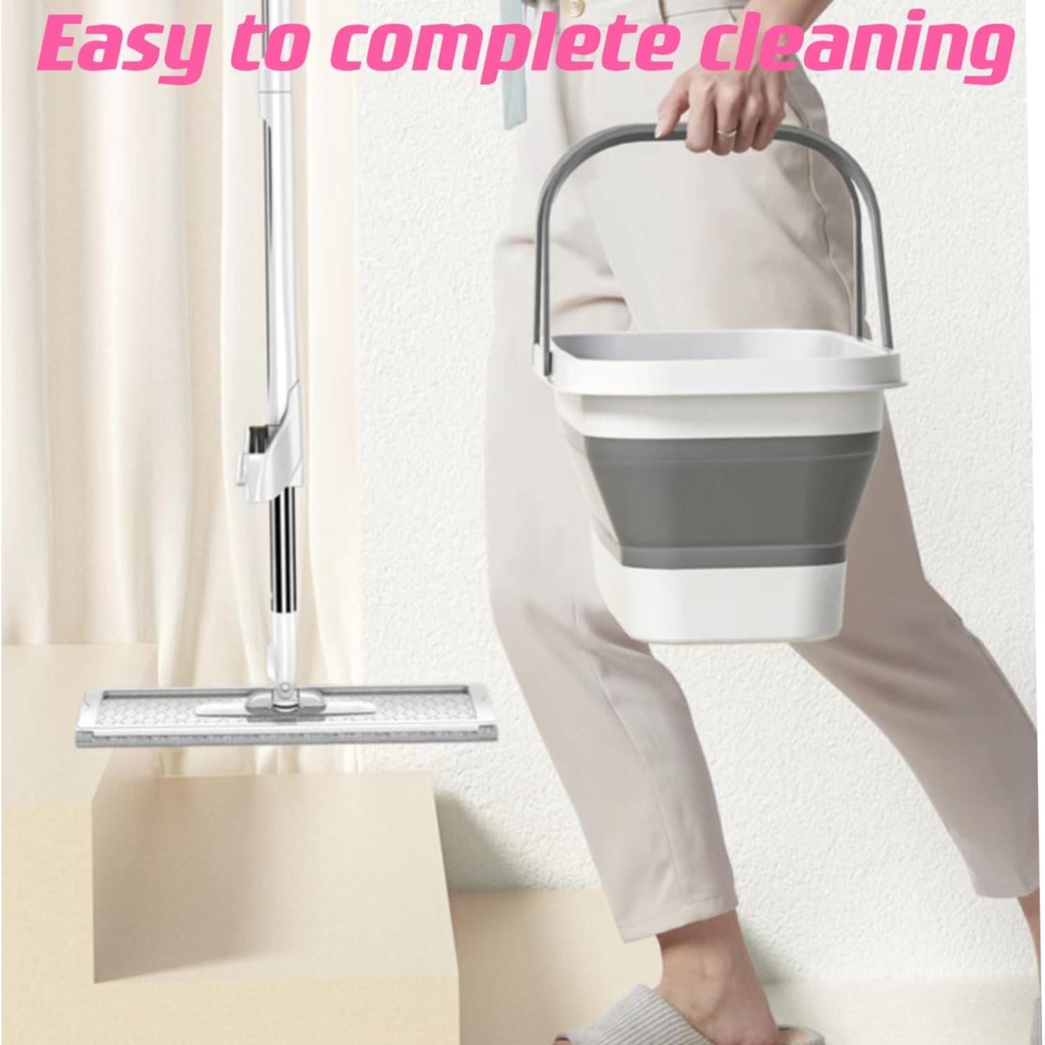 Juego de trapeador y cubo YIMCABDG con 6 almohadillas de microfibra