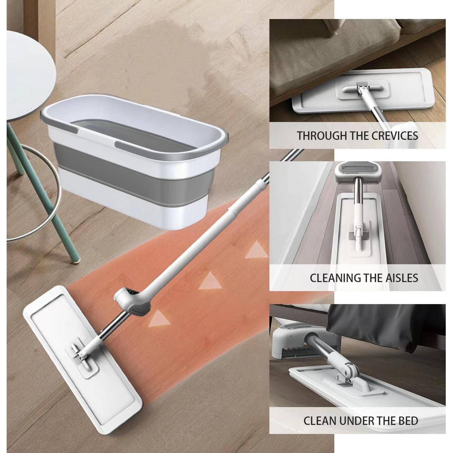 Juego de trapeador y cubo YIMCABDG con 6 almohadillas de microfibra