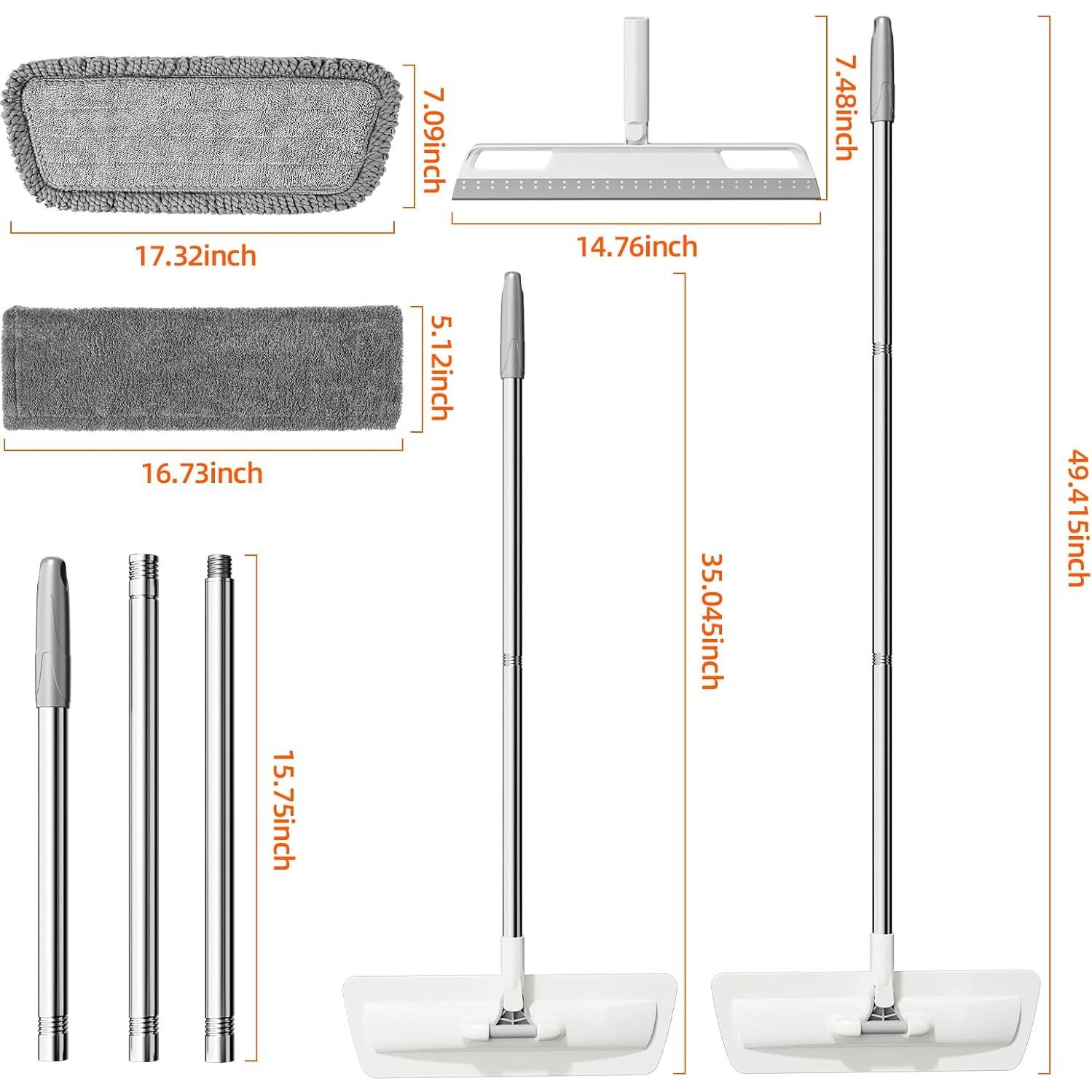 Mopa de Microfibra WENGROU con 4 Almohadillas Lavables y Raspador