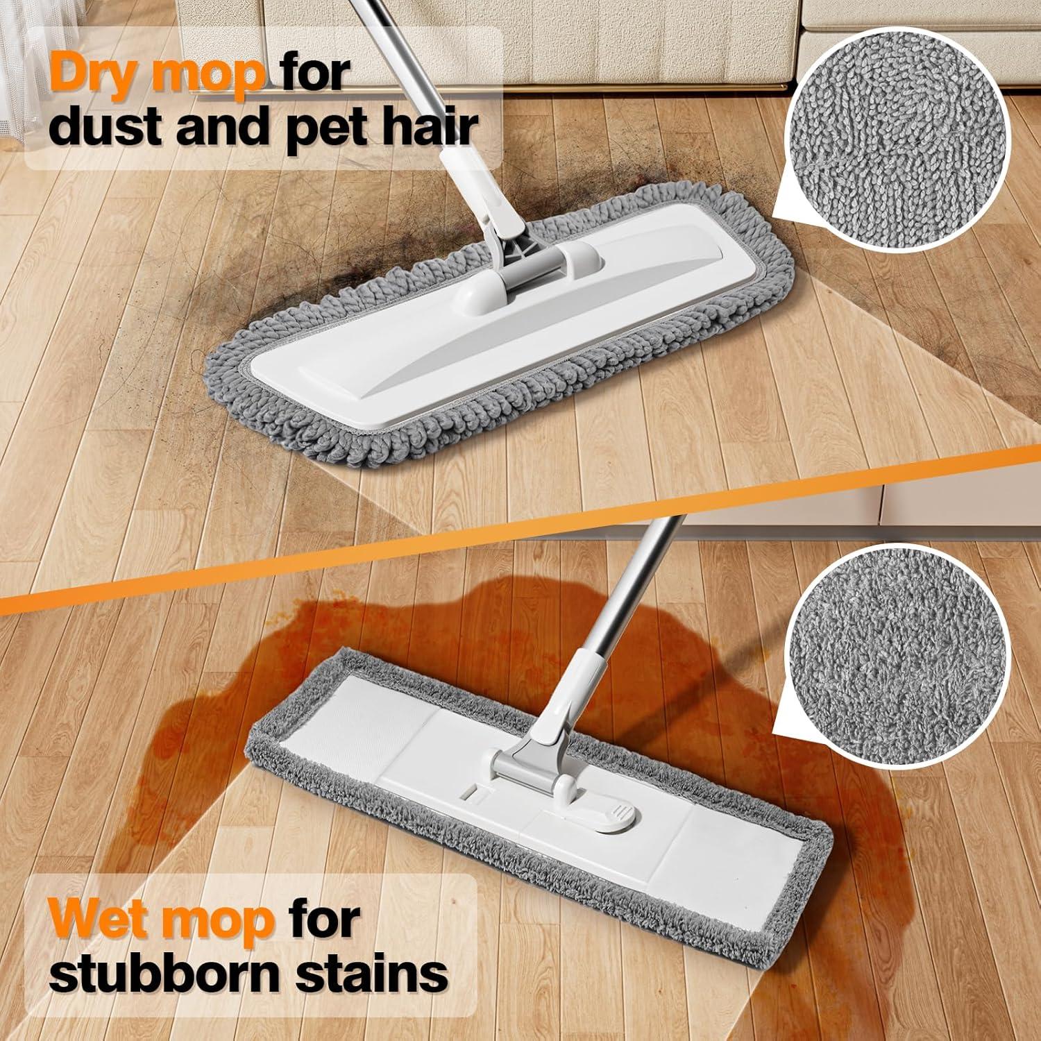 Mopa de Microfibra WENGROU con 4 Almohadillas Lavables y Raspador