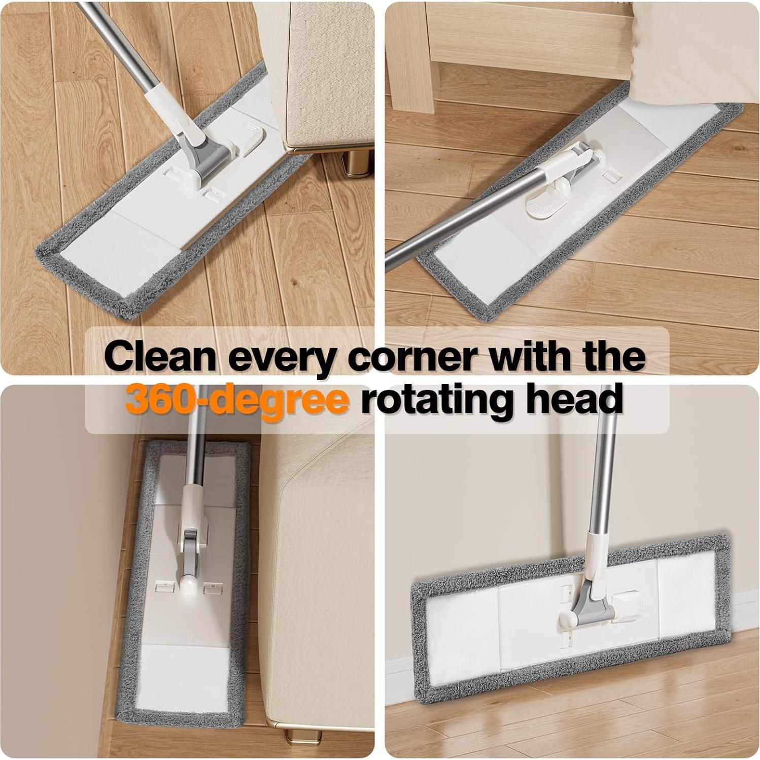 Mopa de Microfibra WENGROU con 4 Almohadillas Lavables y Raspador