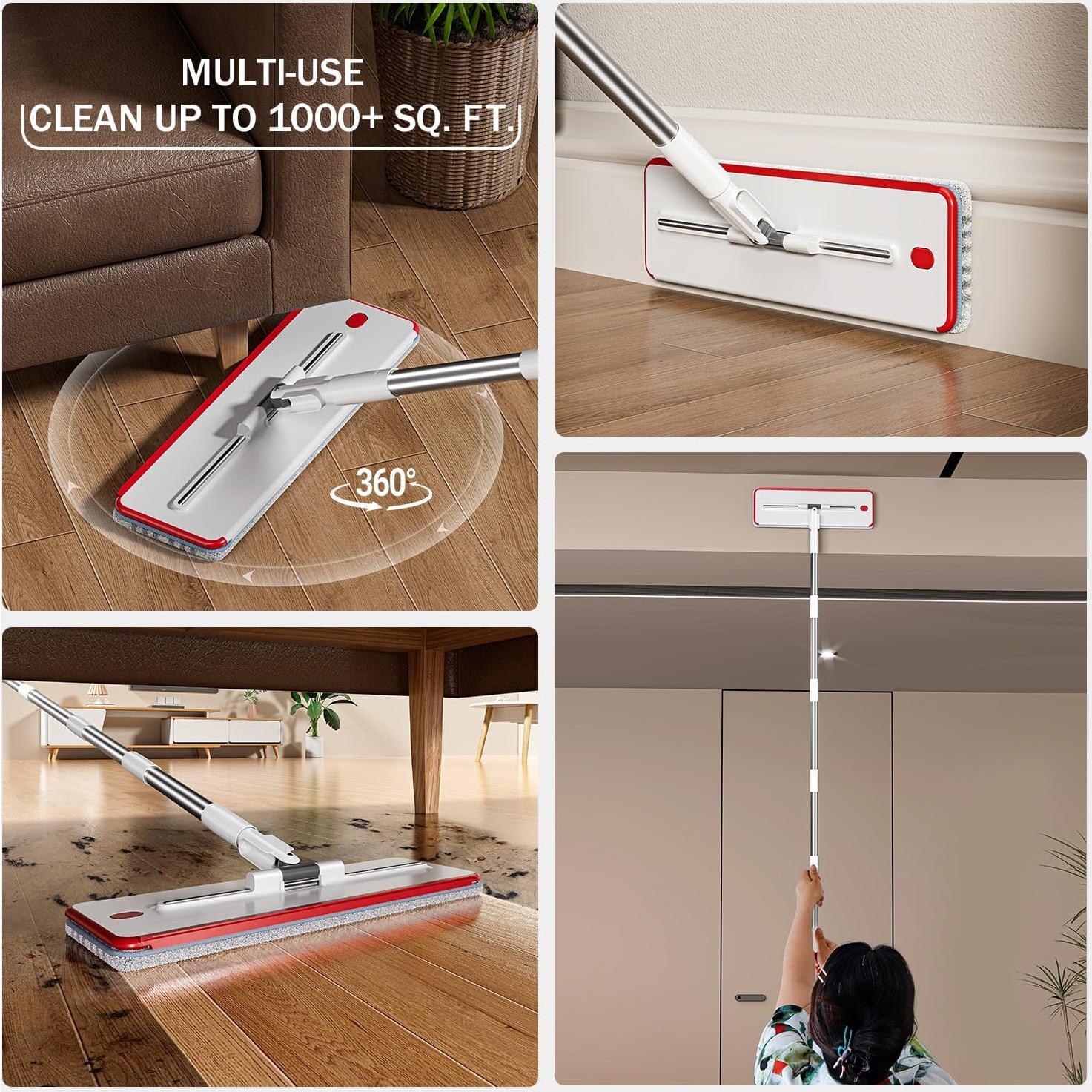 Juego de trapeador y cubo HoMettler con 4 almohadillas de microfibra