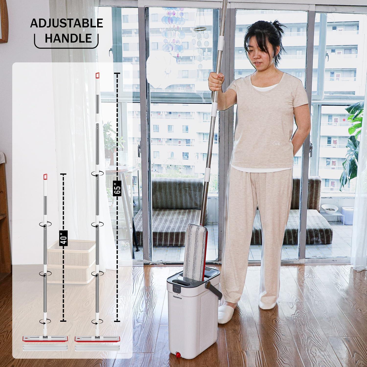 Juego de trapeador y cubo HoMettler con 4 almohadillas de microfibra