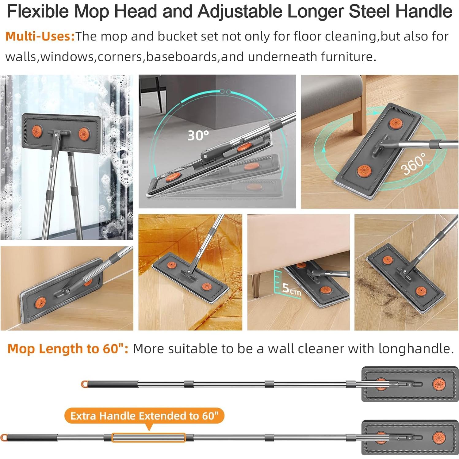 Juego de trapeador y cubo MOPALL 60" con 3 almohadillas