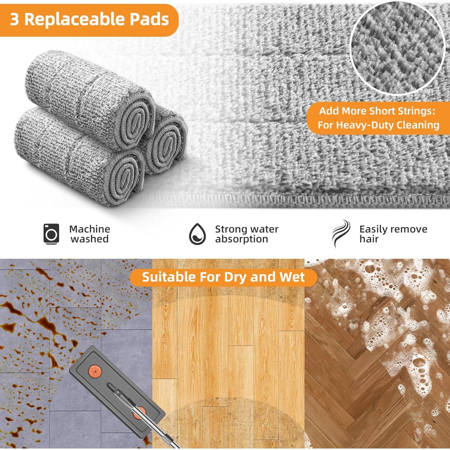 Juego de trapeador y cubo MOPALL 60" con 3 almohadillas