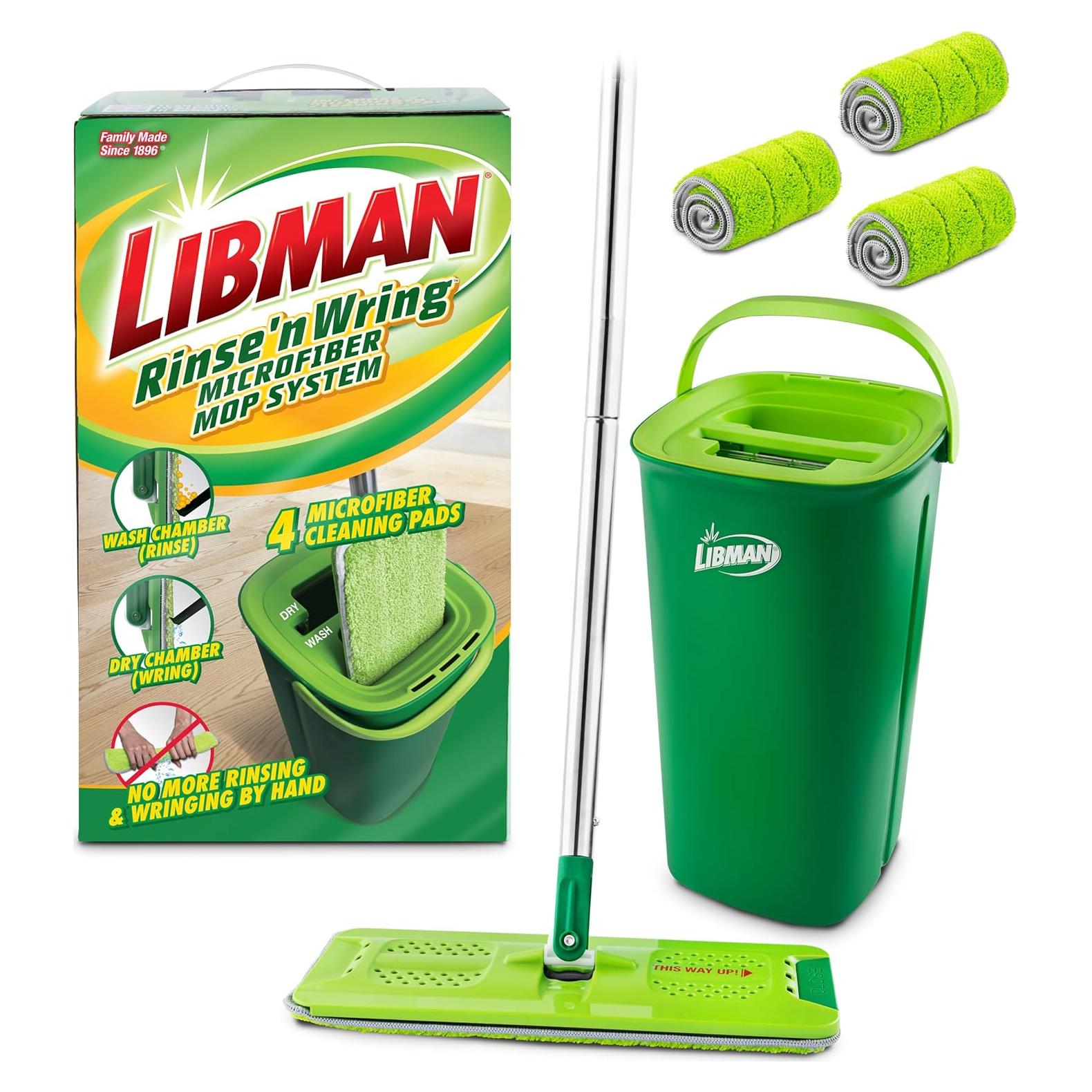 Mopa Libman Rinse 'n Wring con Cubo Doble Cámara y 4 Paños