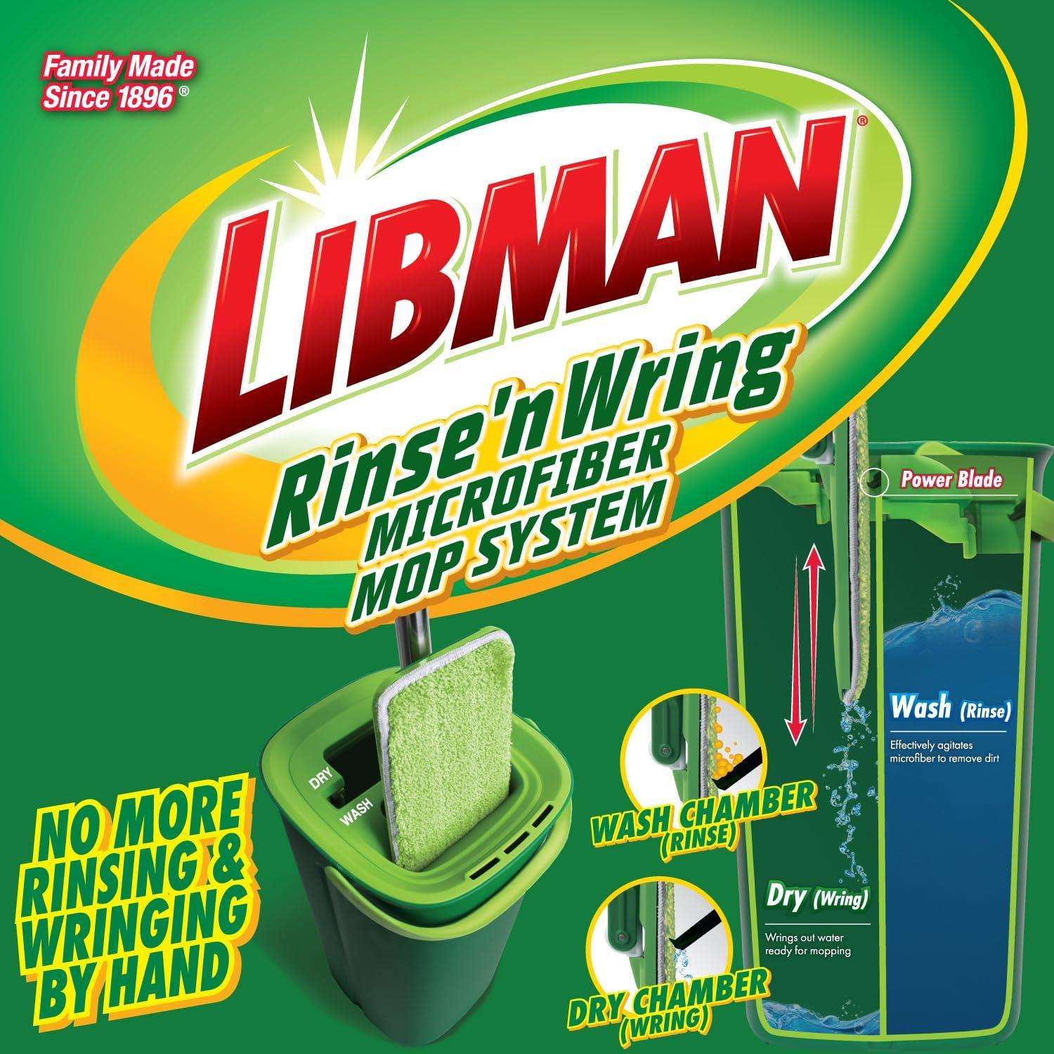 Mopa Libman Rinse 'n Wring con Cubo Doble Cámara y 4 Paños