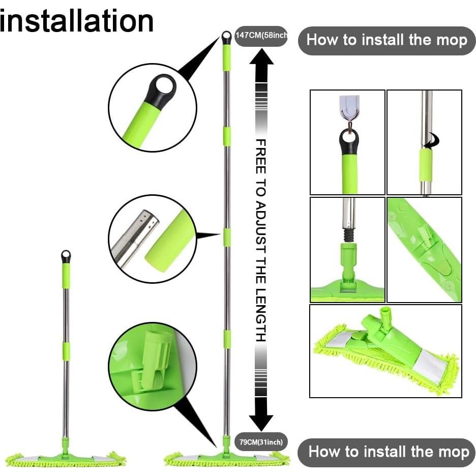 Mopa de Polvo Godiyyer con 2 Almohadillas Lavables 139.7 cm