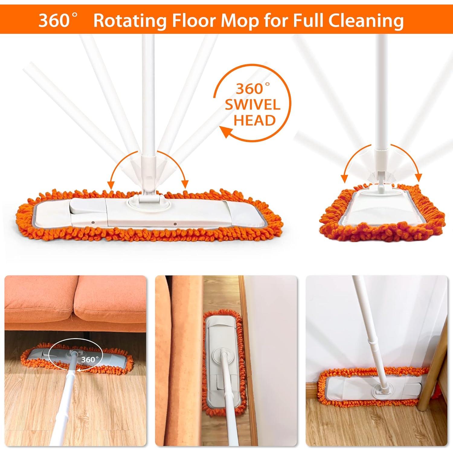 Mopa de Polvo JEHONN con Paño de Microfibra Lavable 90-127 cm