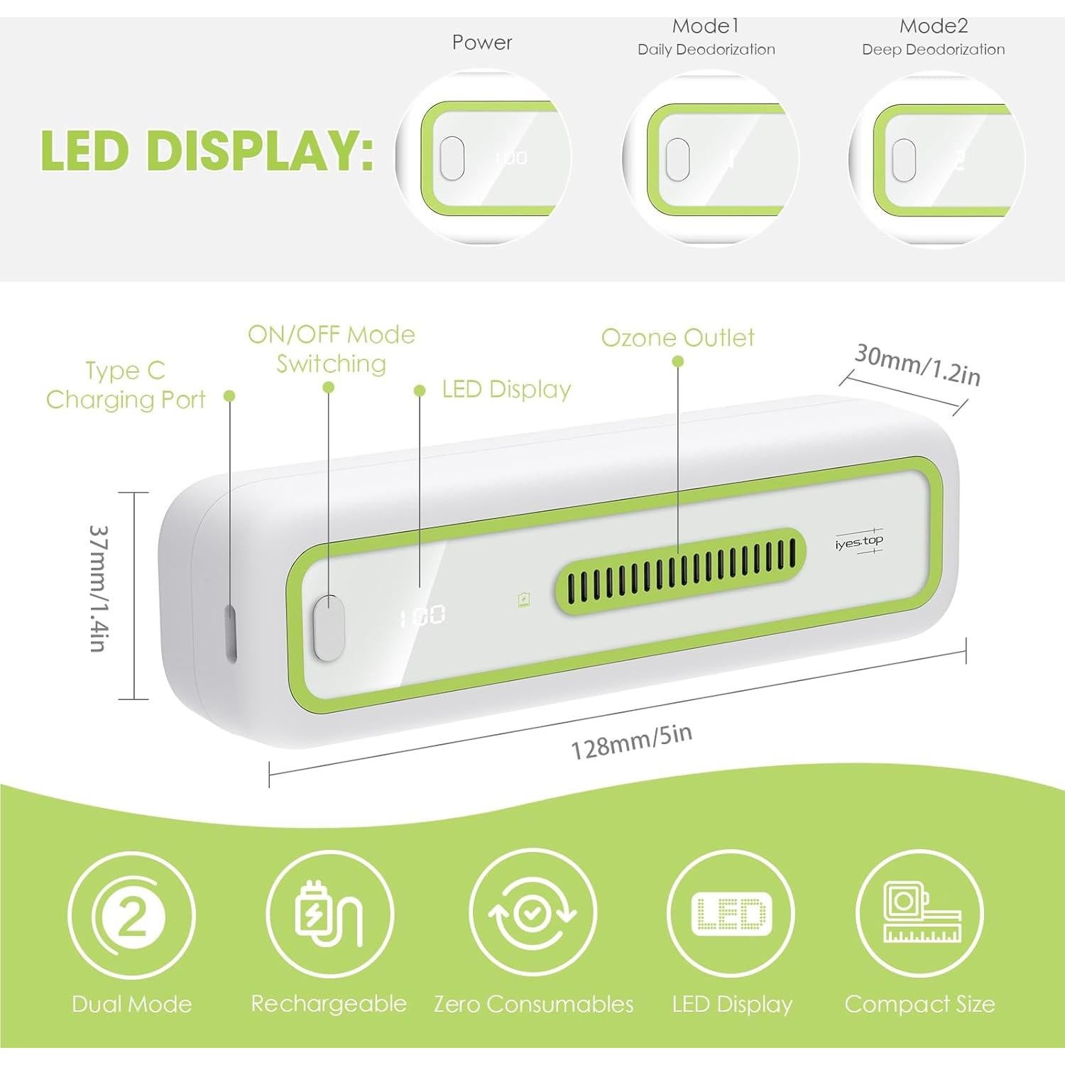 Desodorante de Refrigerador USB YQ1-M10 con Pantalla LED - Eliminador de Olores Recargable