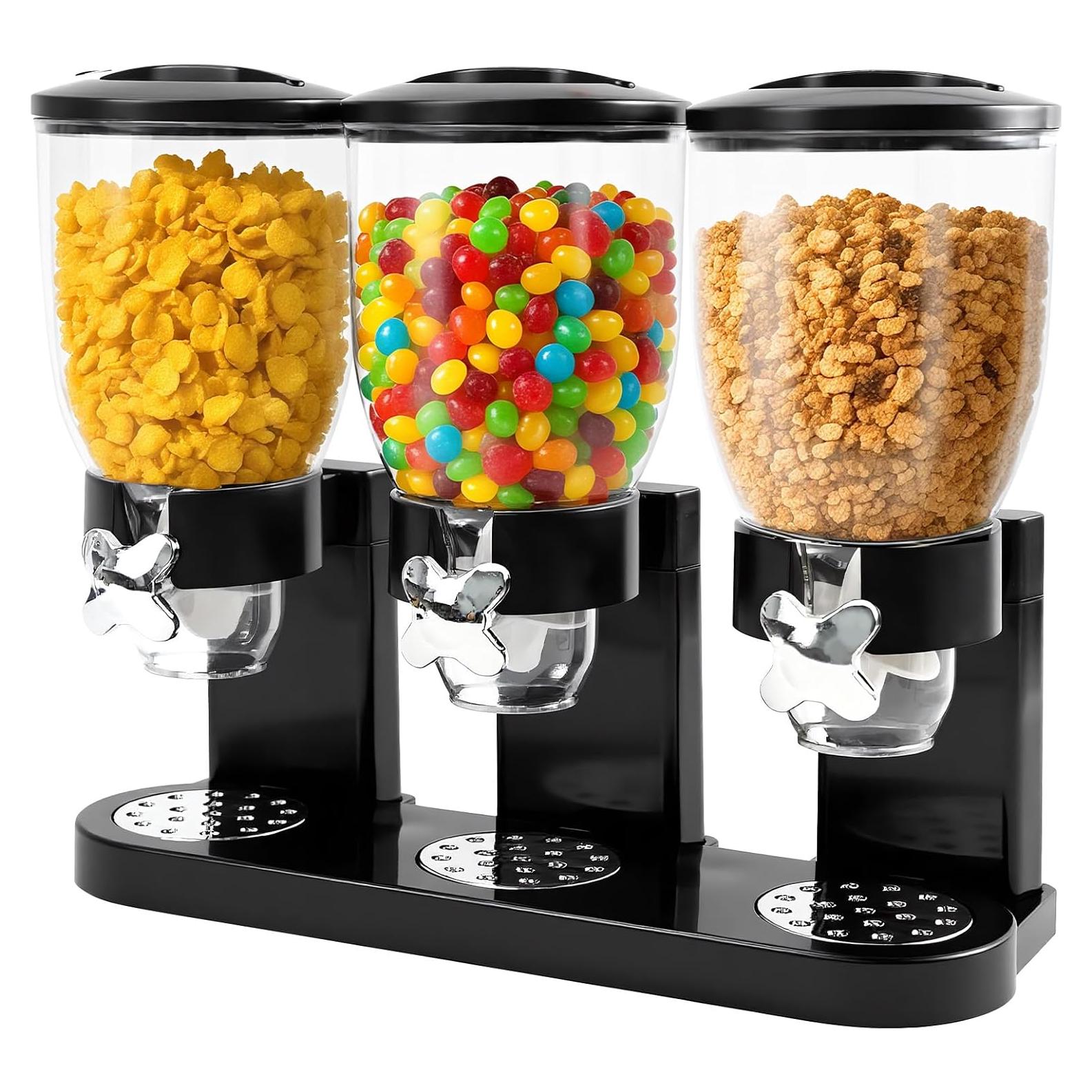 Dispensador de Cereal Triple Adorabby 6L Hermético Negro