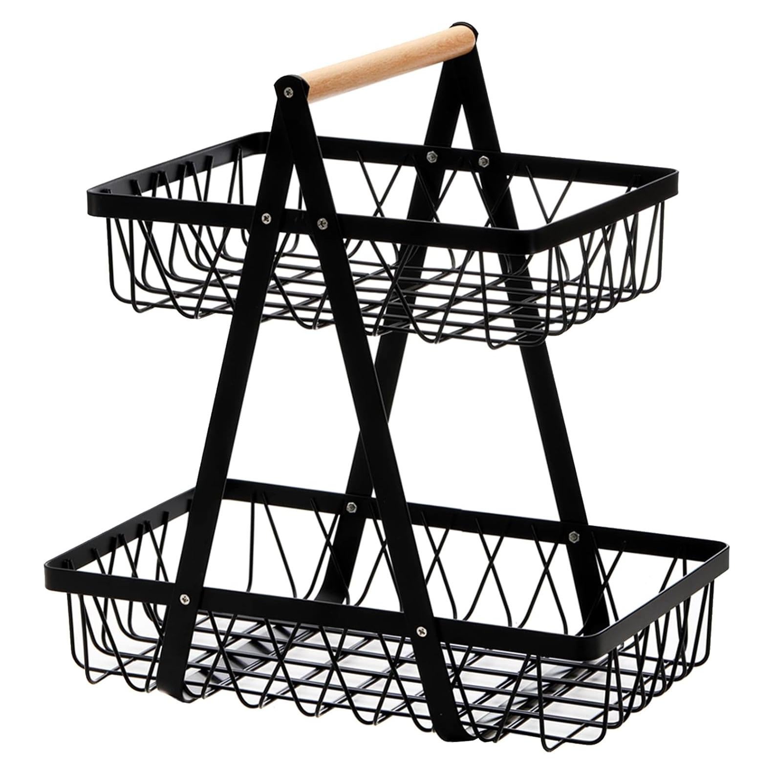 Cesta de Almacenamiento de Metal Dicunoy 2 Niveles Negra