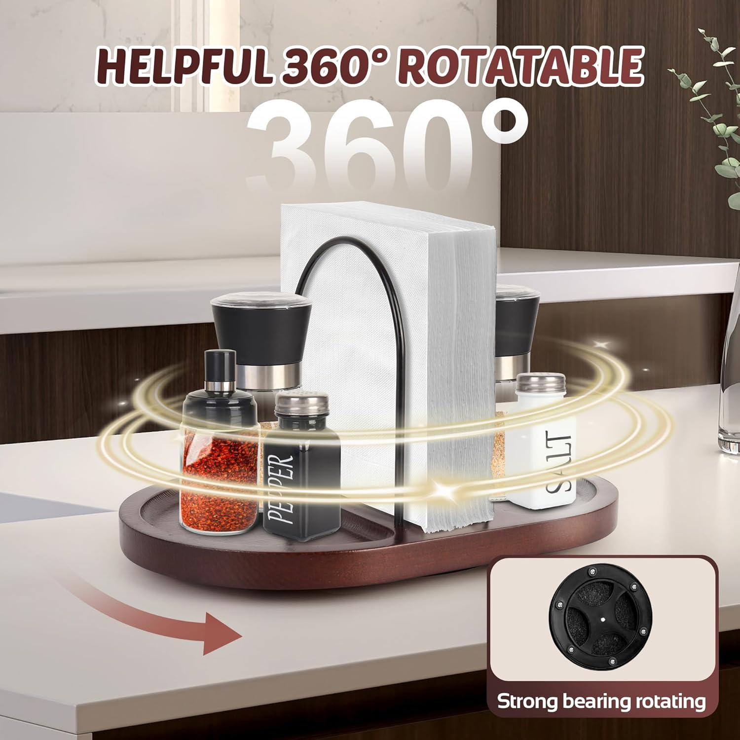 Soporte de Servilletas Rotativo Primo Lines de Madera 16.5 cm