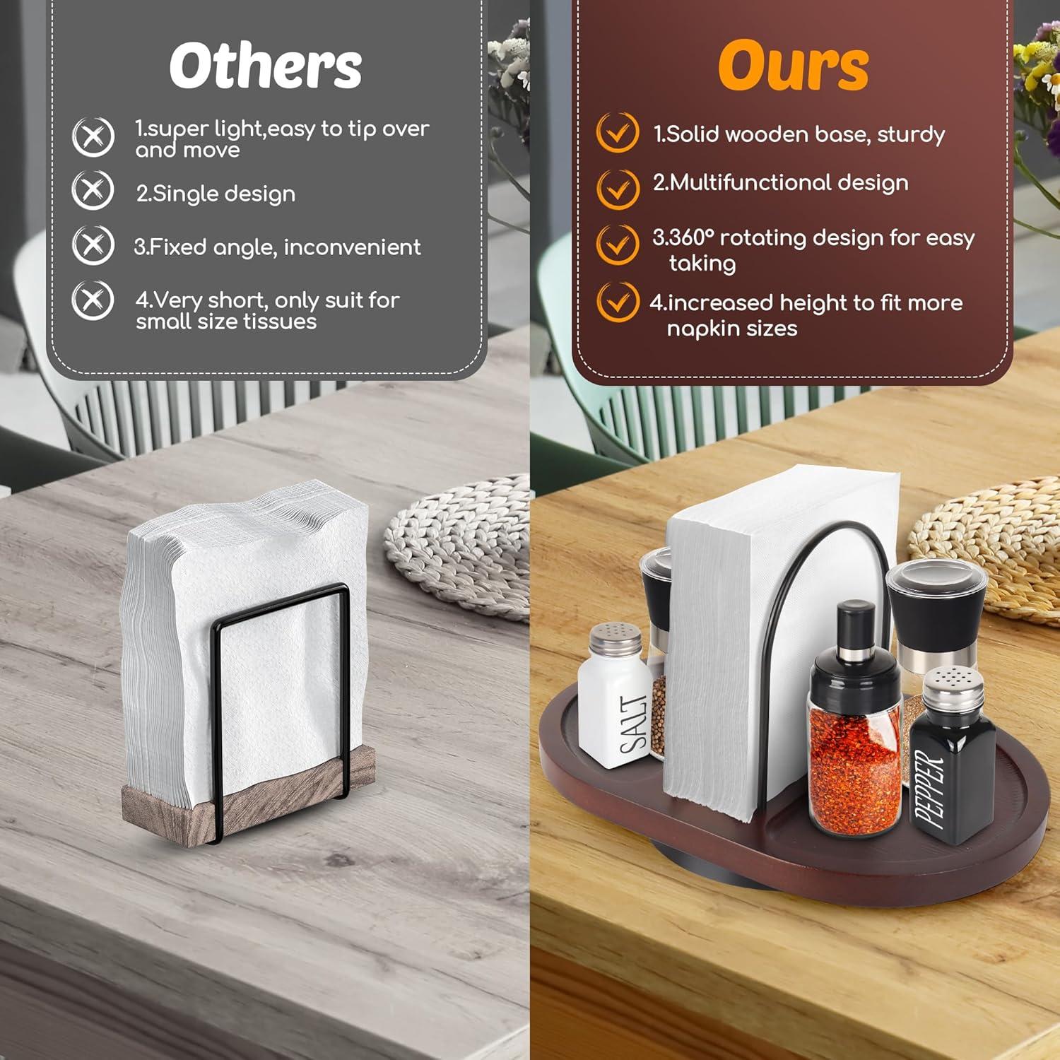 Soporte de Servilletas Rotativo Primo Lines de Madera 16.5 cm