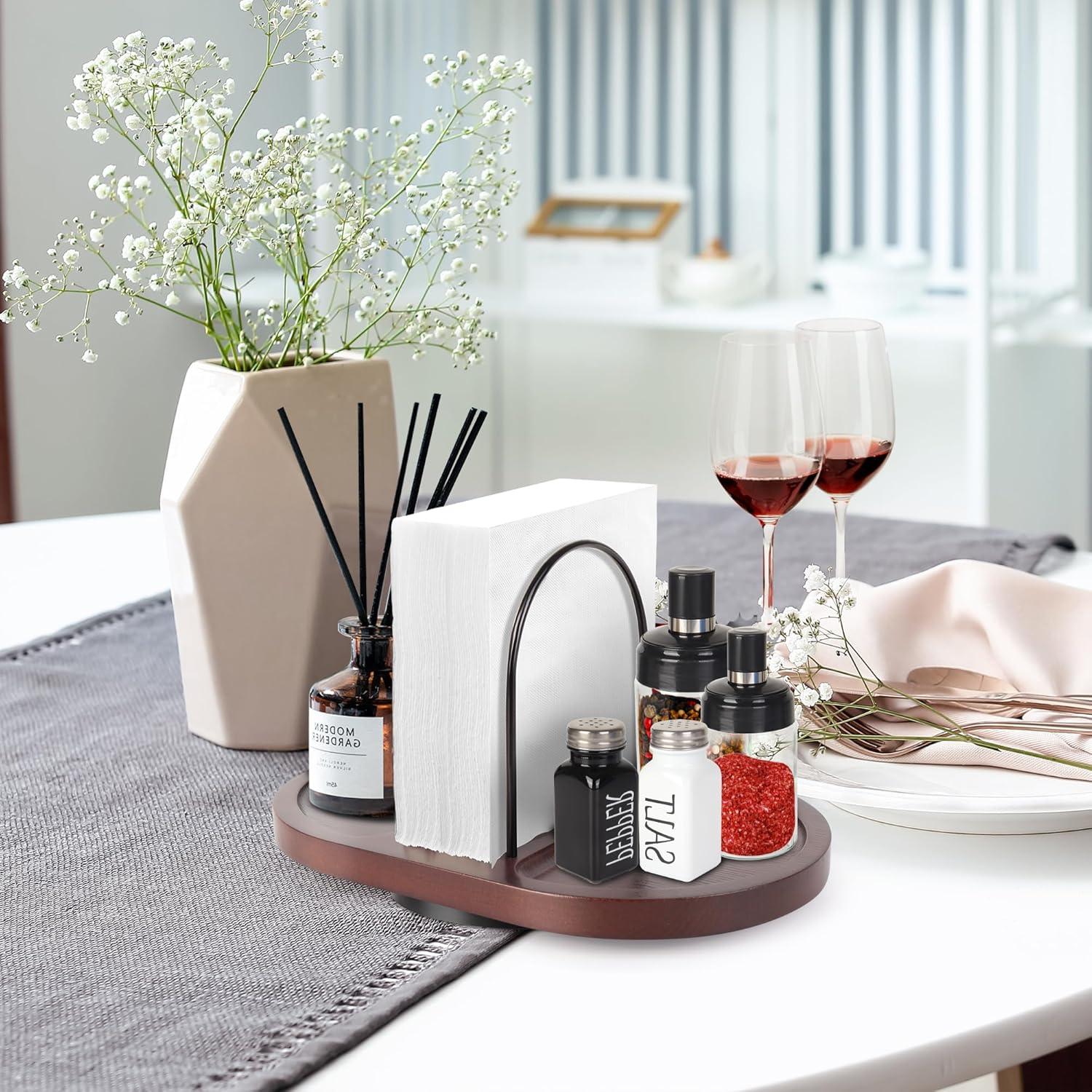 Soporte de Servilletas Rotativo Primo Lines de Madera 16.5 cm