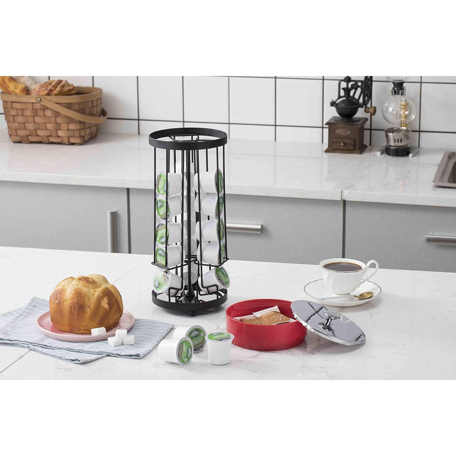 Carrousel de Almacenamiento de Cápsulas de Café Premium Racks - Base Giratoria - Caja de Azúcar Removible