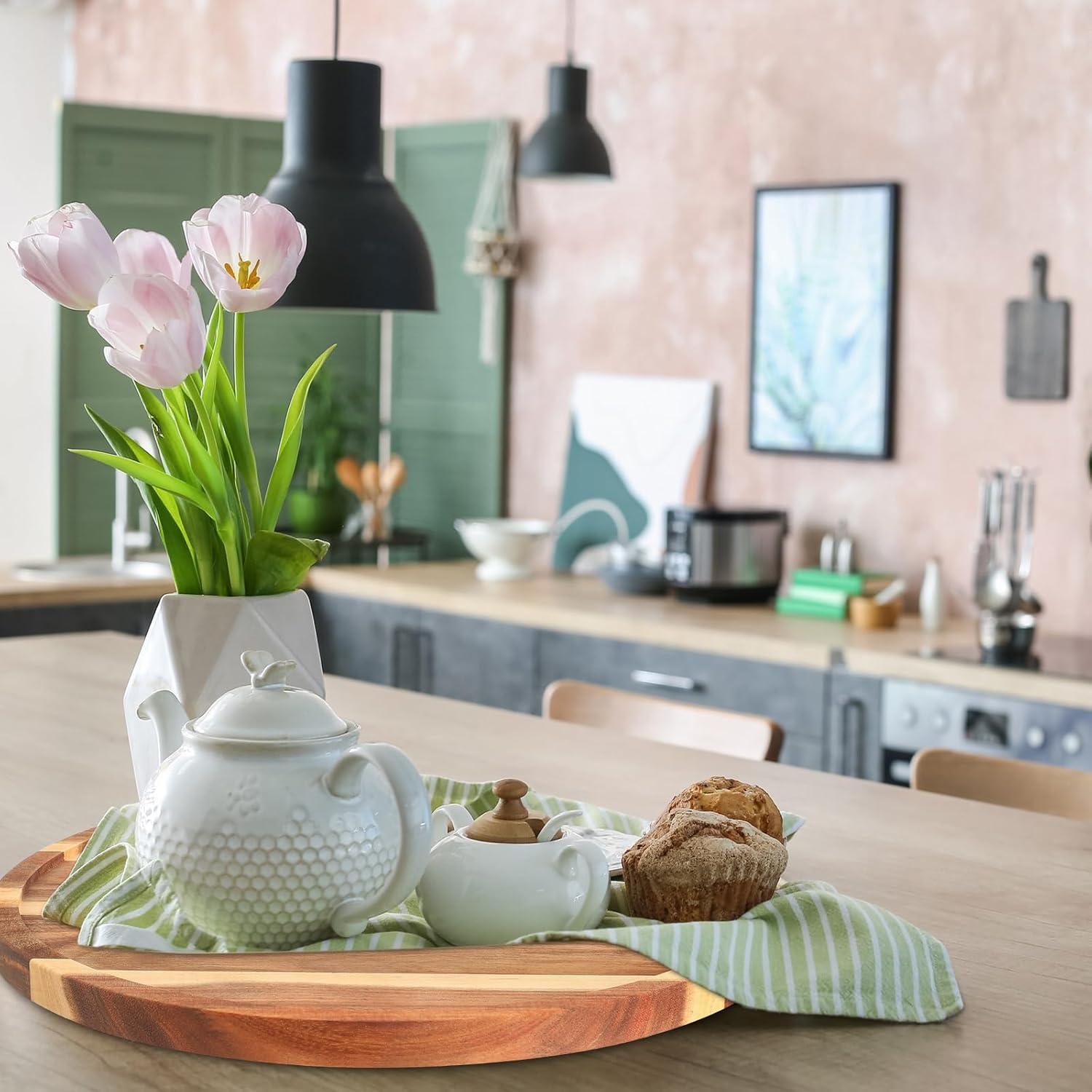 Organizador Lazy Susan de Madera Acacia 2 Niveles 28 cm