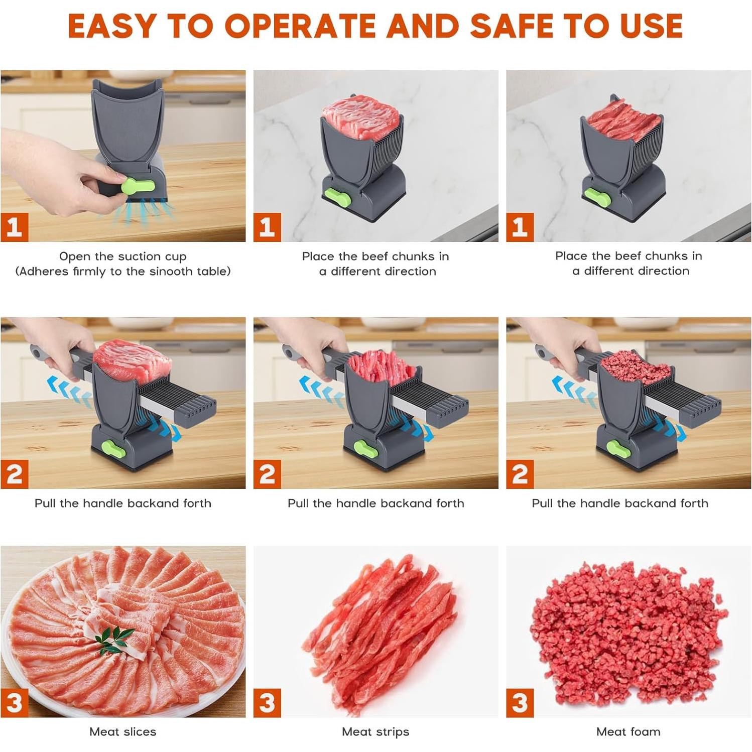 Cortador de Carne Manual ChuTonTu 20.32 cm Gris Ajustable