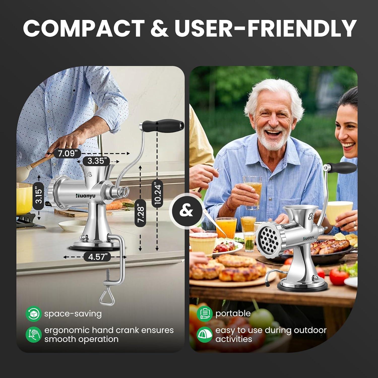 Molinillo de Carne Manual Huanyu - Acero Inoxidable 3.22 kg