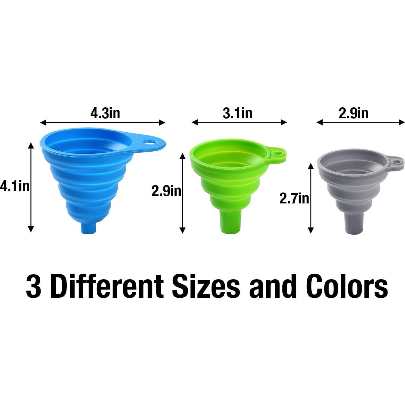 Juego de 6 embudos colapsables de silicona Emptycolor - Grado alimenticio